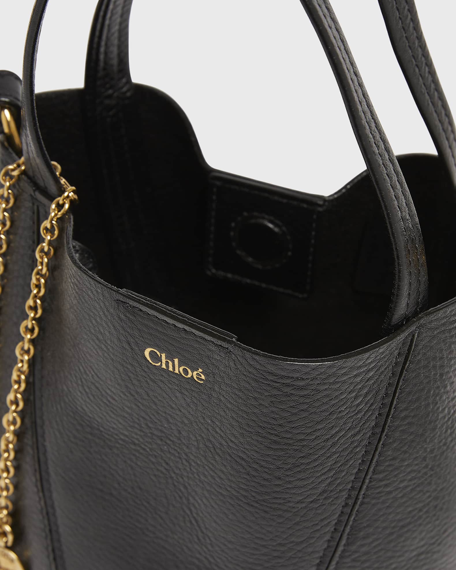 24AW new/Chloe スピンミニトートバッグ Bag Black Chloé Small Chloé Spin Tote Bag In Grained Leather in Black