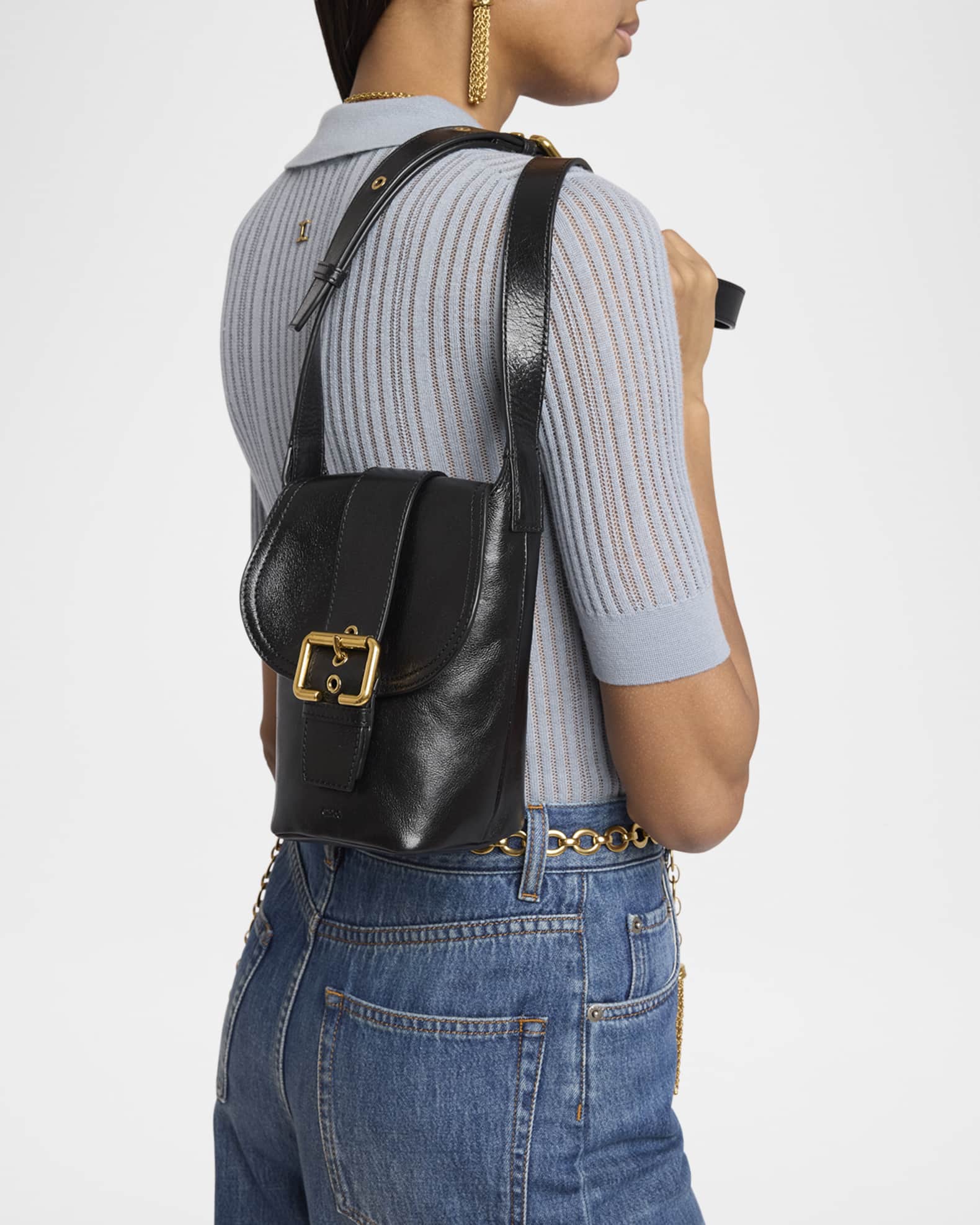 Camera Crossbody Bag in Natural Shiny Buffalo Leather 1