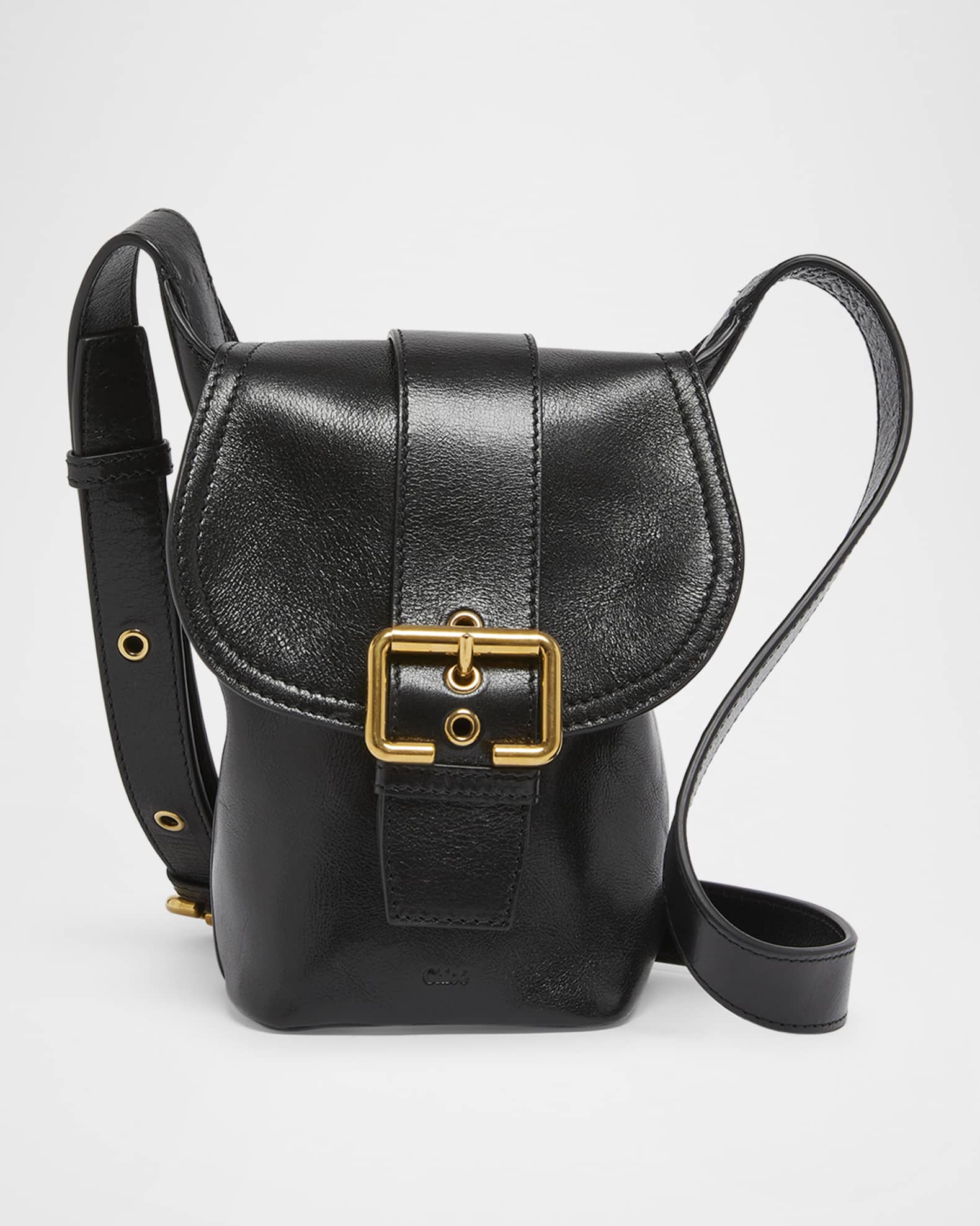Camera Crossbody Bag in Natural Shiny Buffalo Leather 0