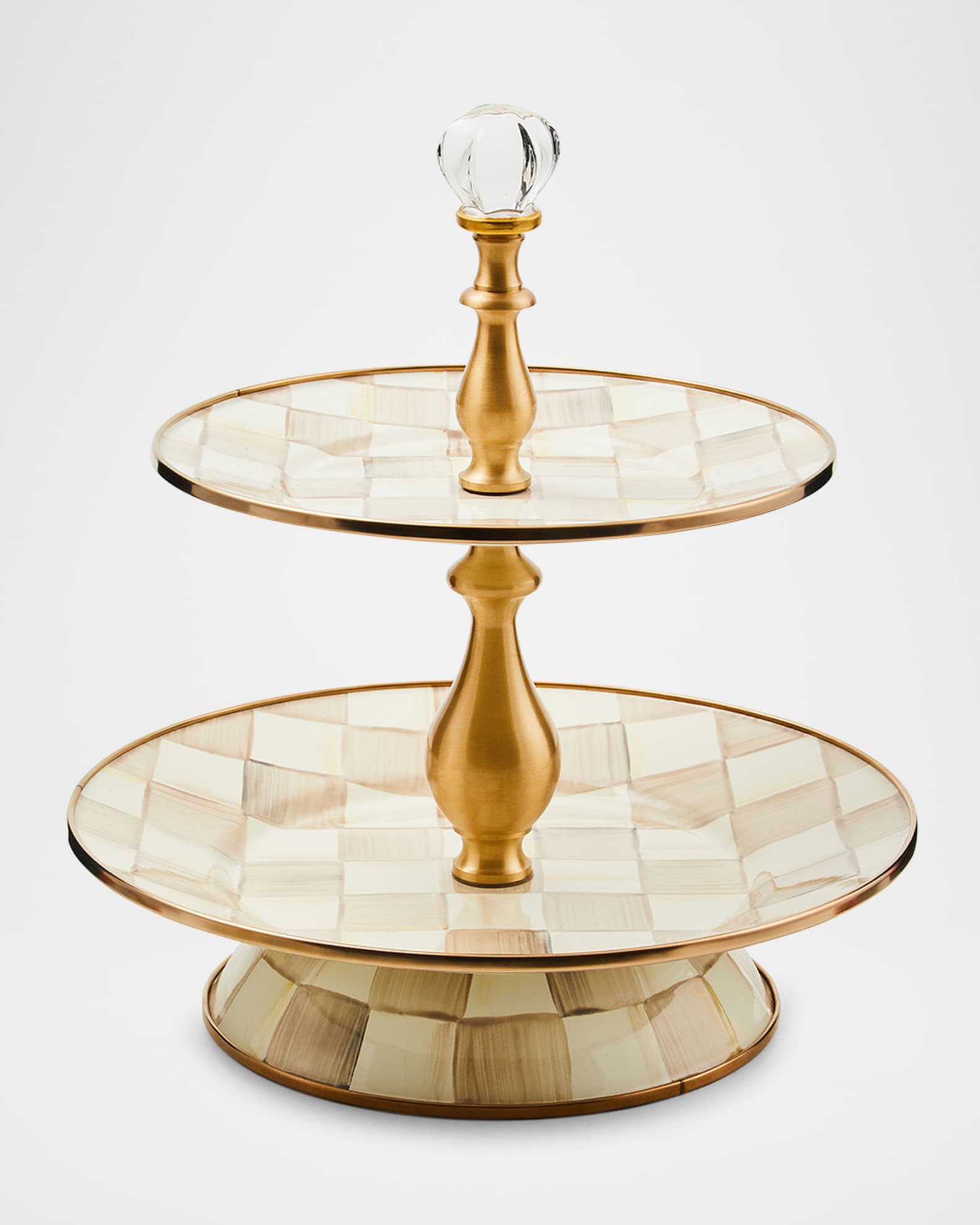 Mocha Check Two-Tier Sweet Stand 0