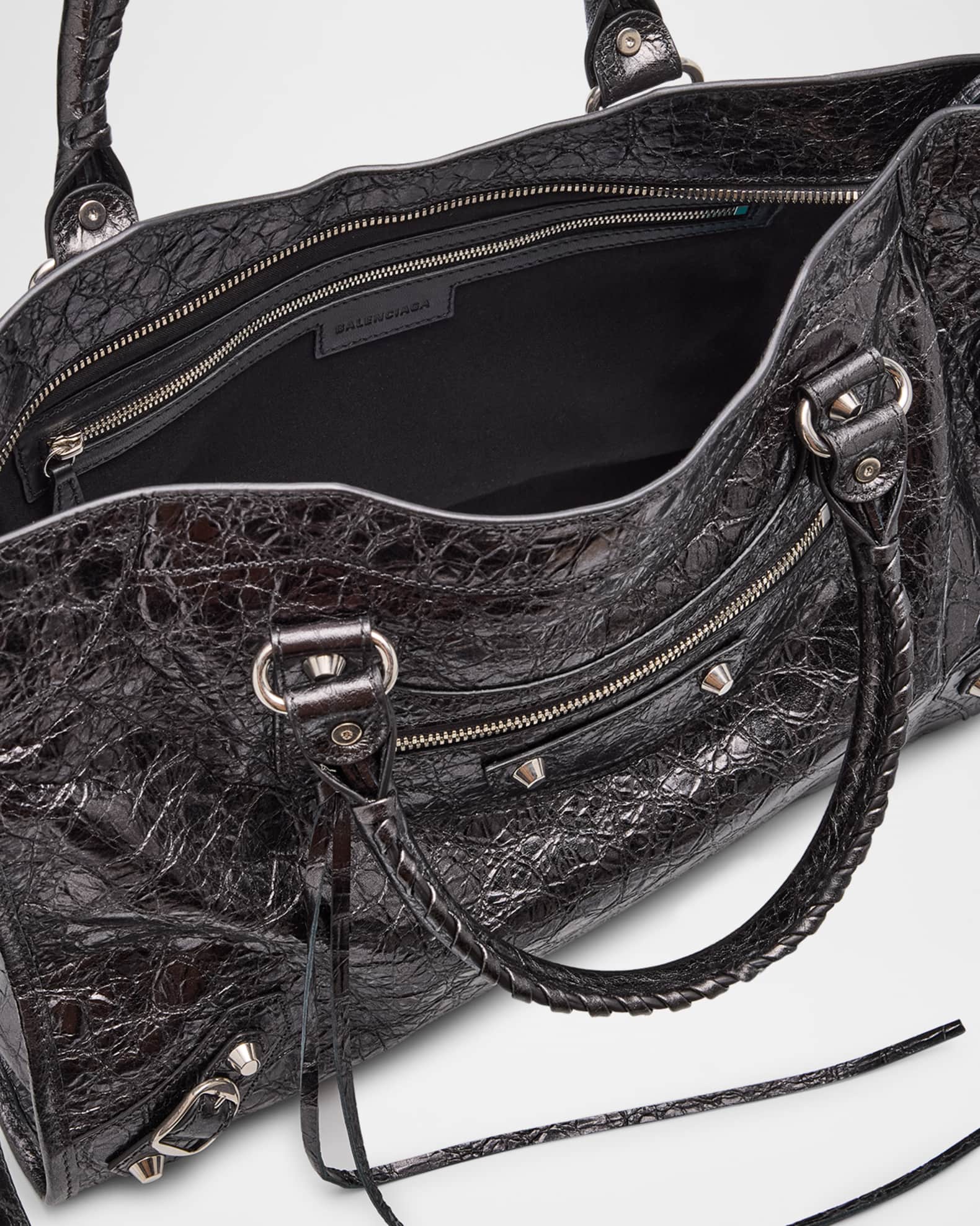 Balenciaga Le City Medium Crinkled Leather Shoulder Bag
