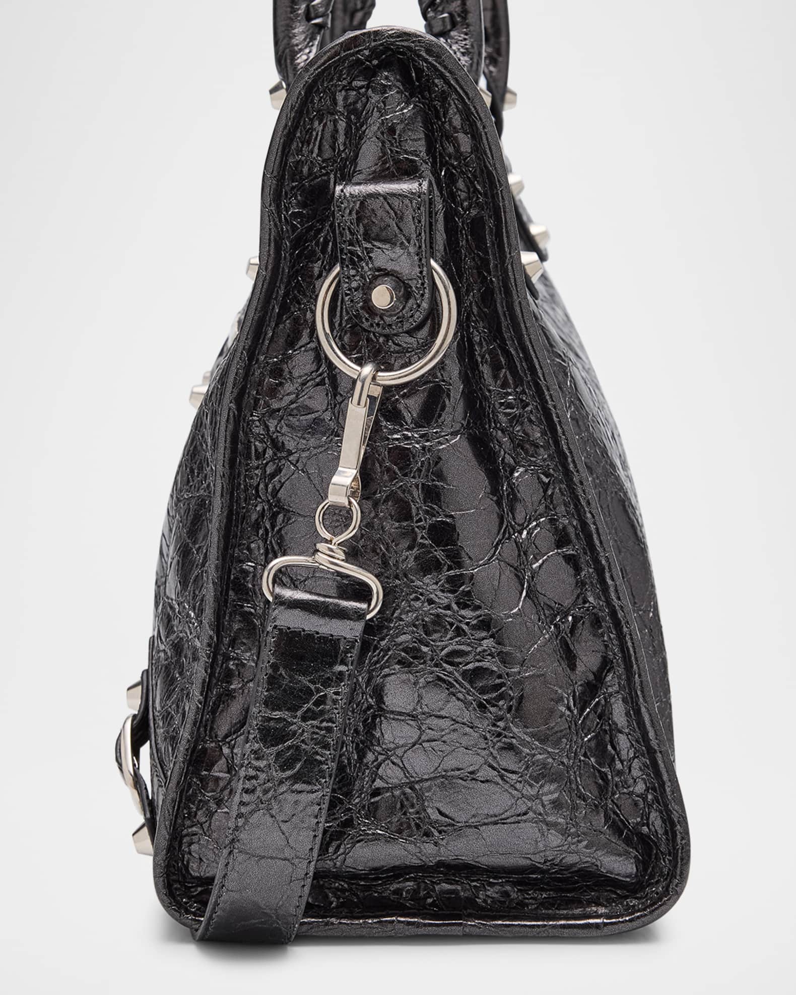 Balenciaga Le City Medium Crinkled Leather Shoulder Bag