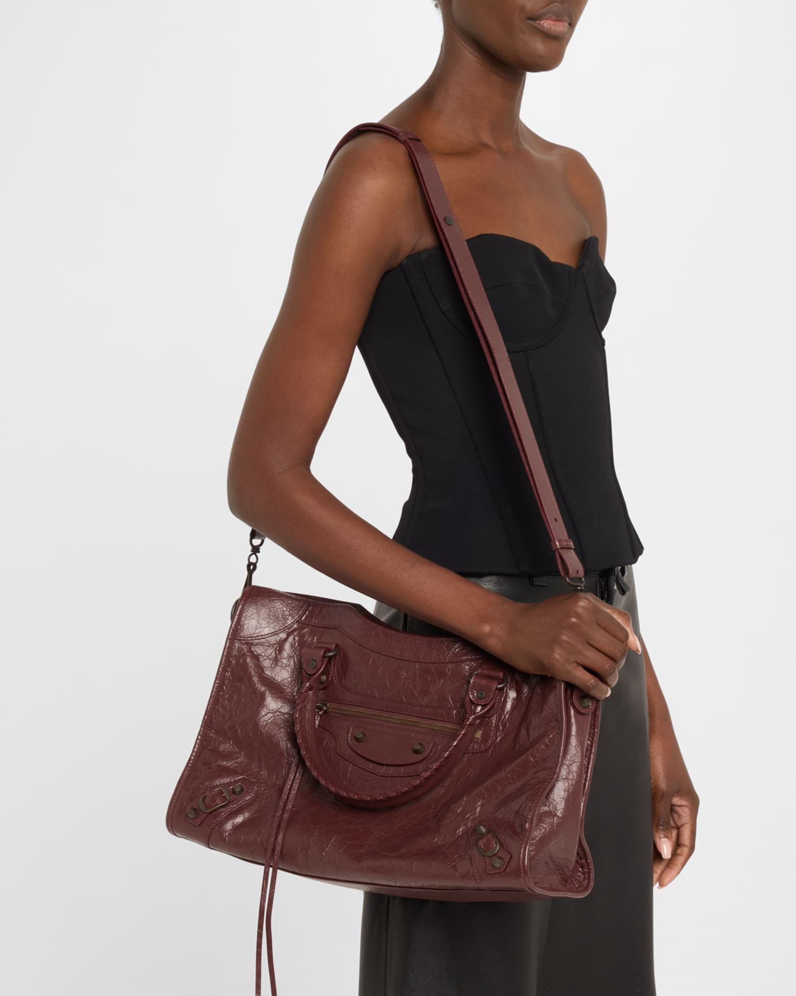 Le City Medium Crinkled Leather Top-Handle Bag 1