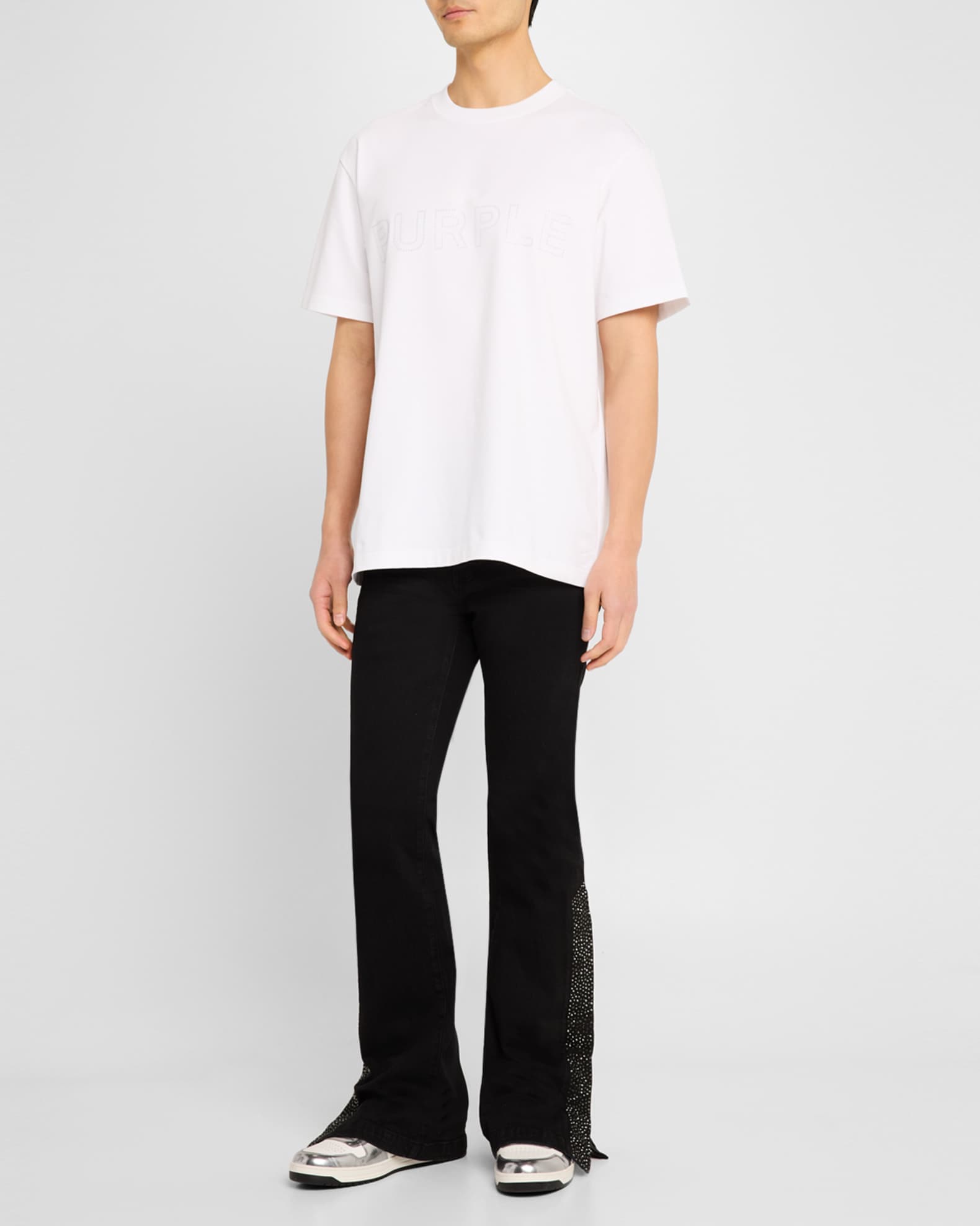 Men's Crystal Side-Snap Flare Jeans 1