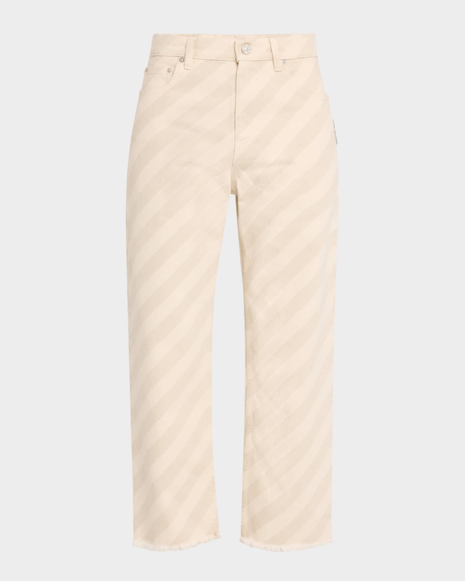 Diagonal Striped Straight-Leg Crop Trousers 0