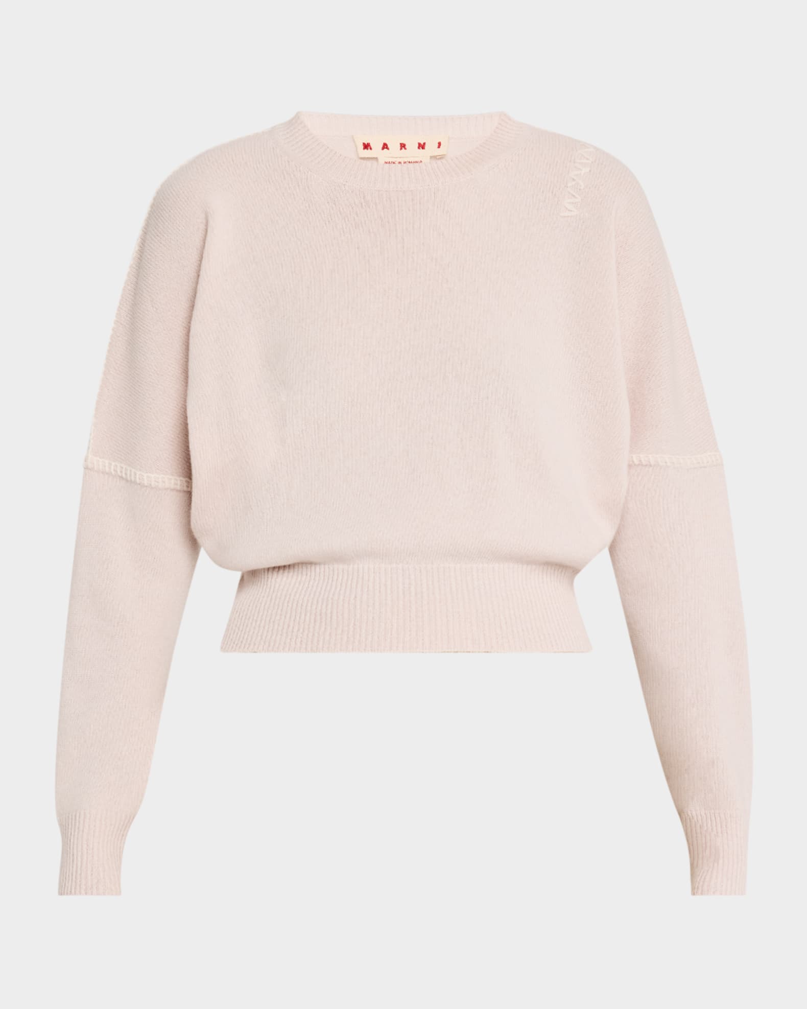Crewneck Wool-Cashmere Crop Sweater 0