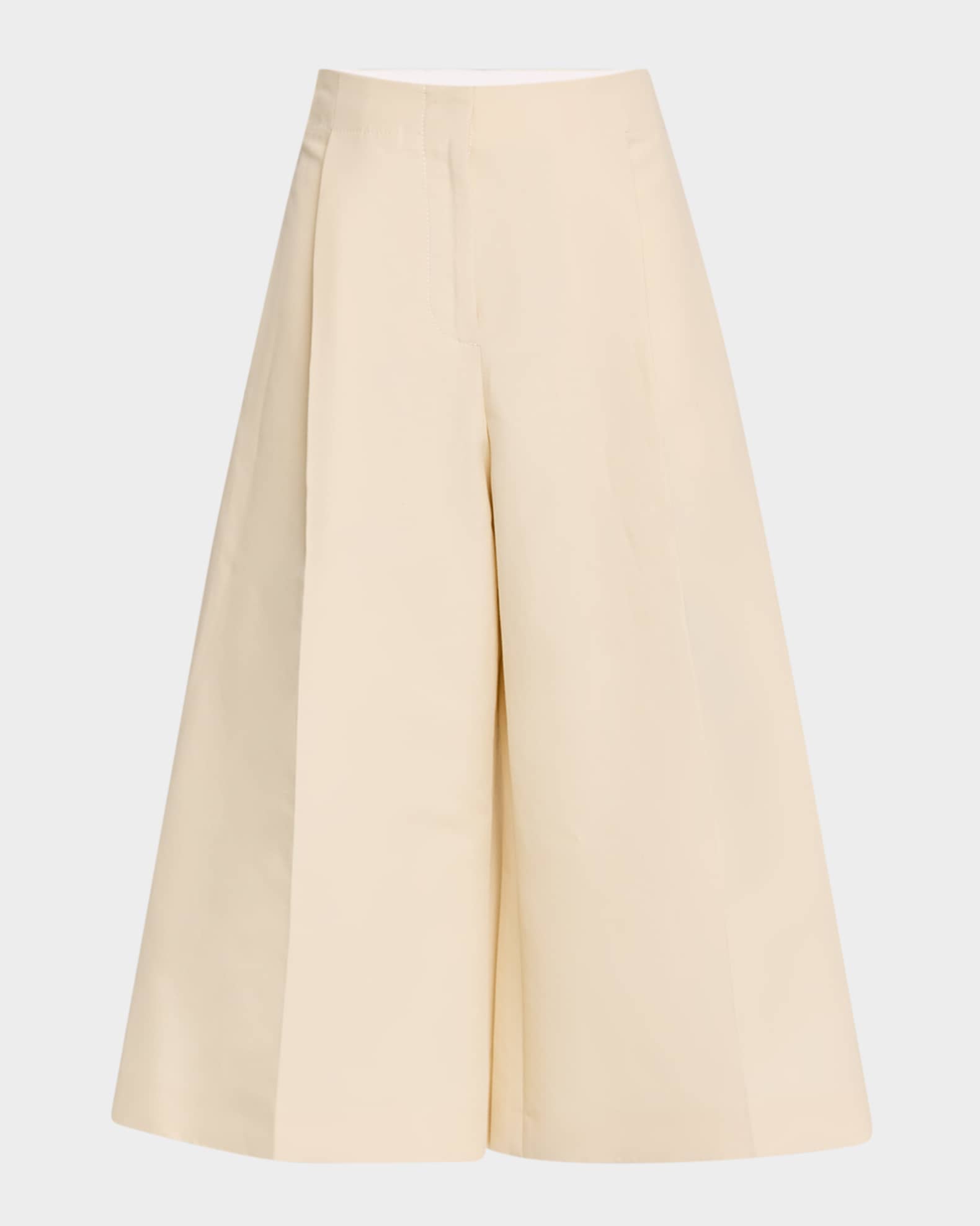Pleated Wide-Leg Crop Trousers 0