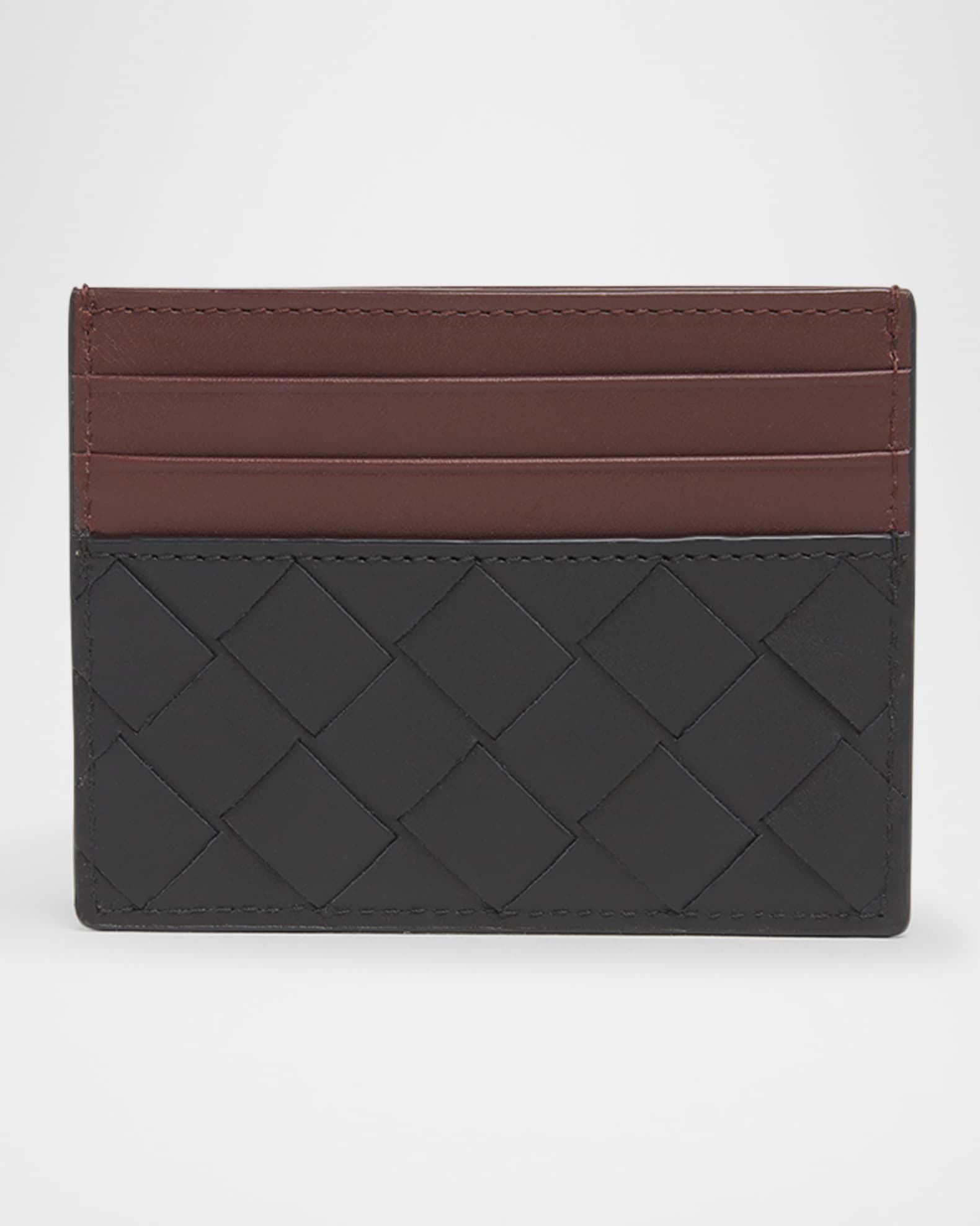 Men's Intrecciato Bicolor Leather Card Holder 0