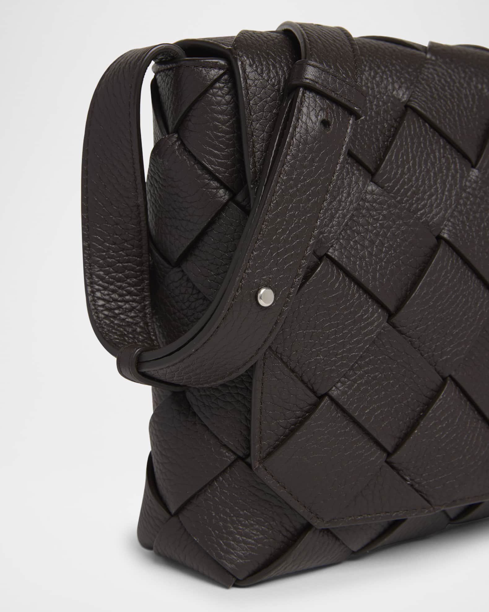 Bottega Veneta Men's Diago Large Intreccio Leather Crossbody