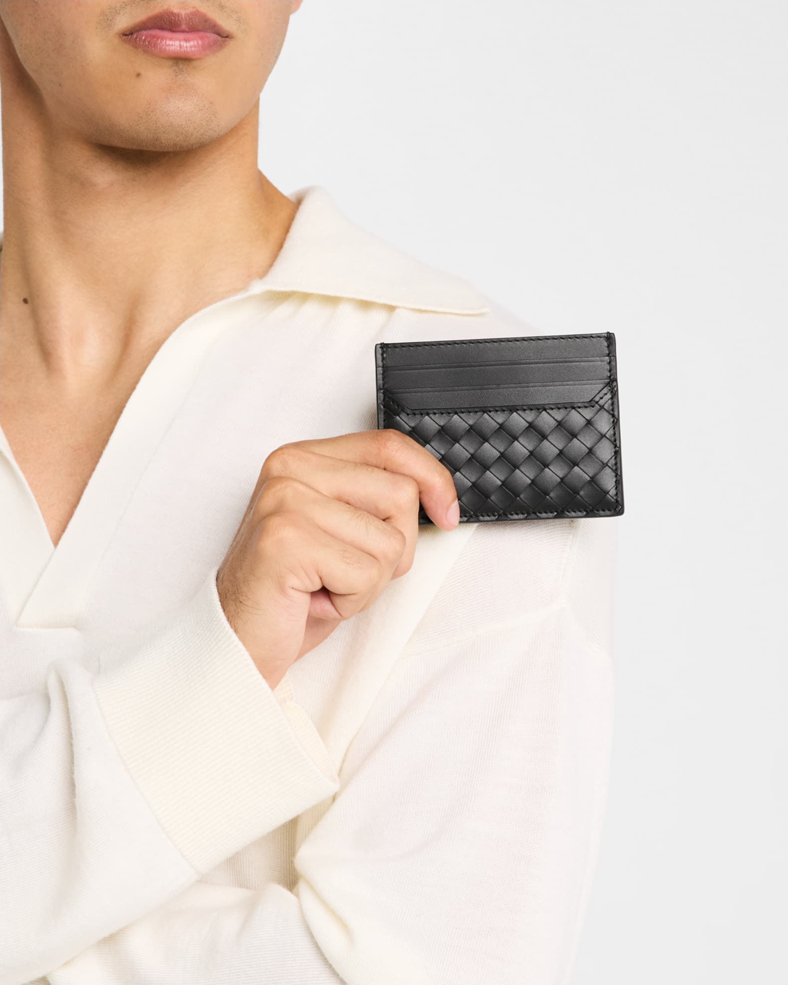 Men's Intrecciato Piccolo Leather Card Holder 1