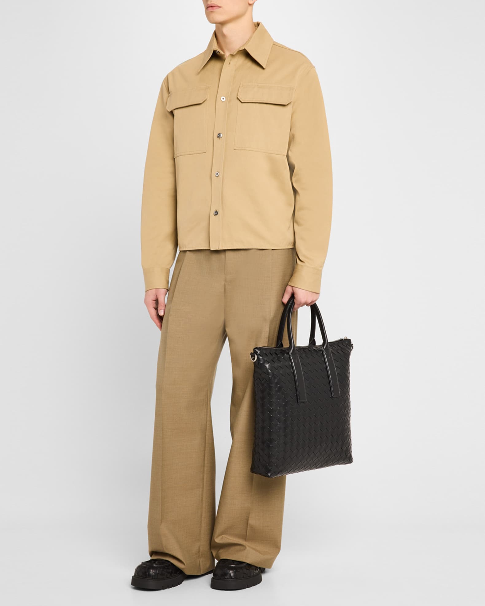Bottega Veneta Men's Intrecciato Zip North-South Tote Bag