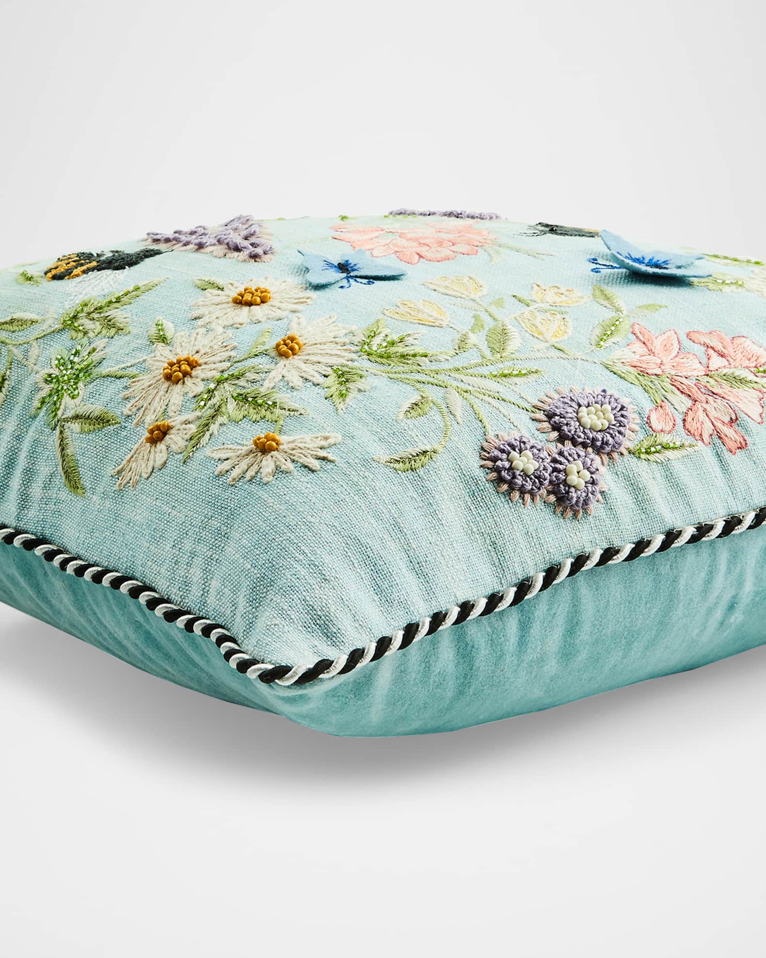 Floral and Bee Throw Pillow 1