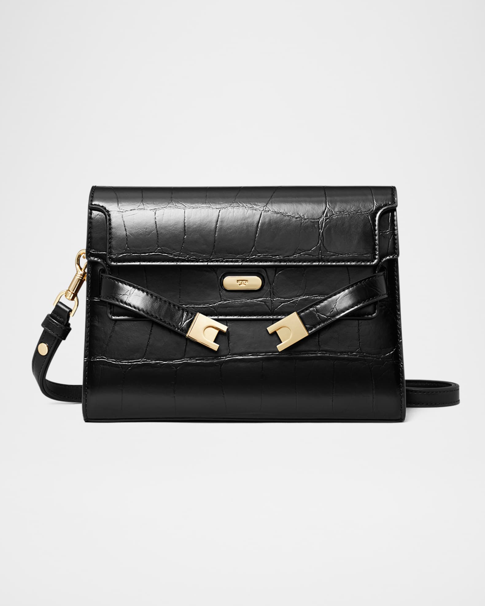 Lee Radziwill Croc Embossed Leather Shoulder Bag