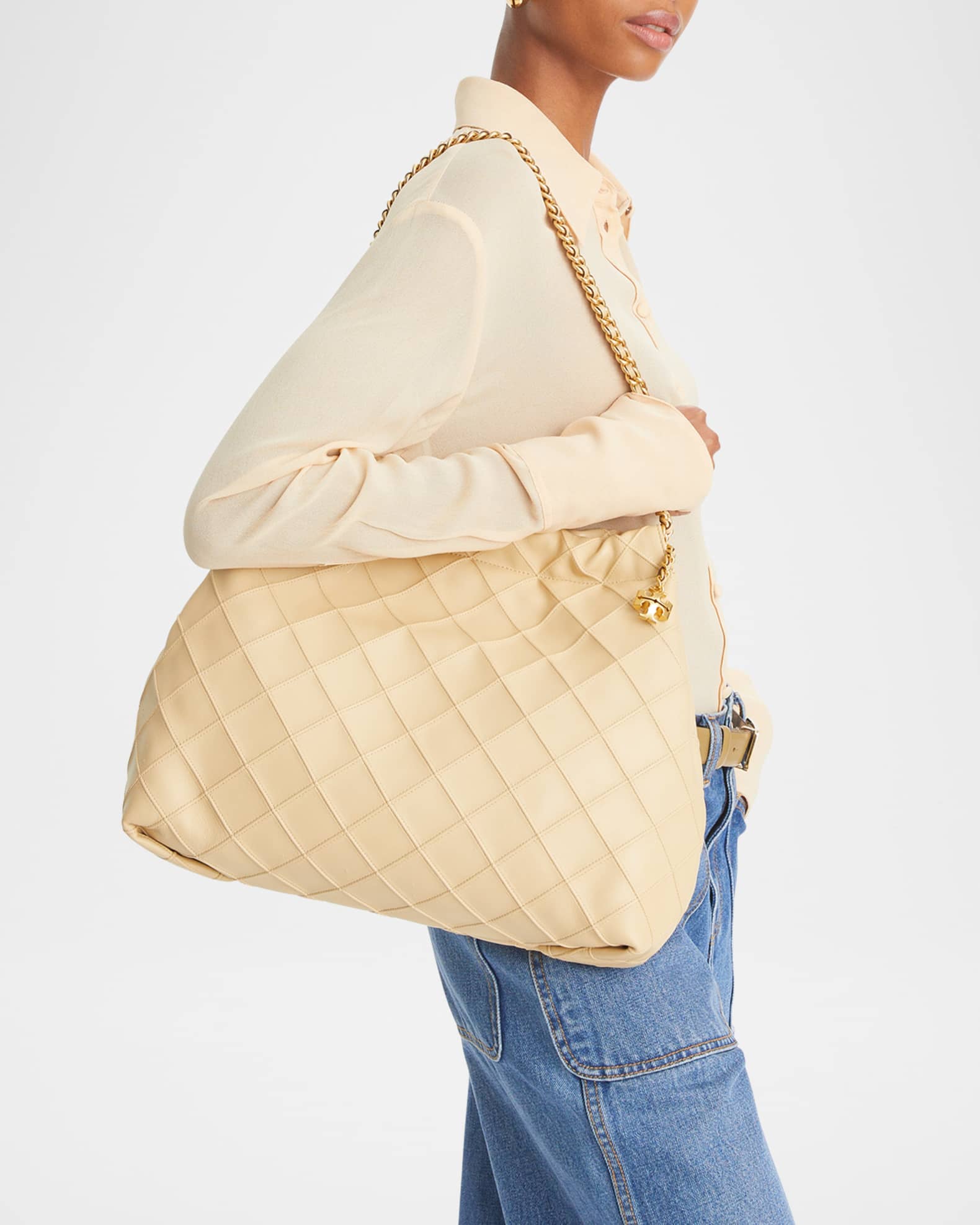 ショルダーバッグ・ポシェット TORY BURCH FLEMING LEATHER HOBO BAG Tory Burch Fleming Mini Quilted Leather Hobo Bag | Neiman Marcus