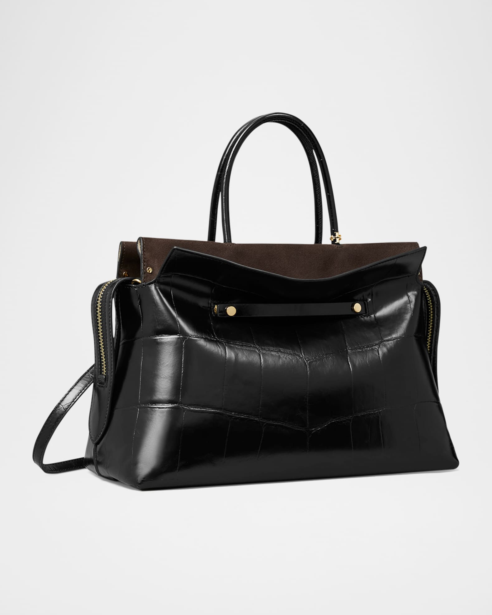 Mercer Large Croc-Embossed Leather Satchel Bag 1