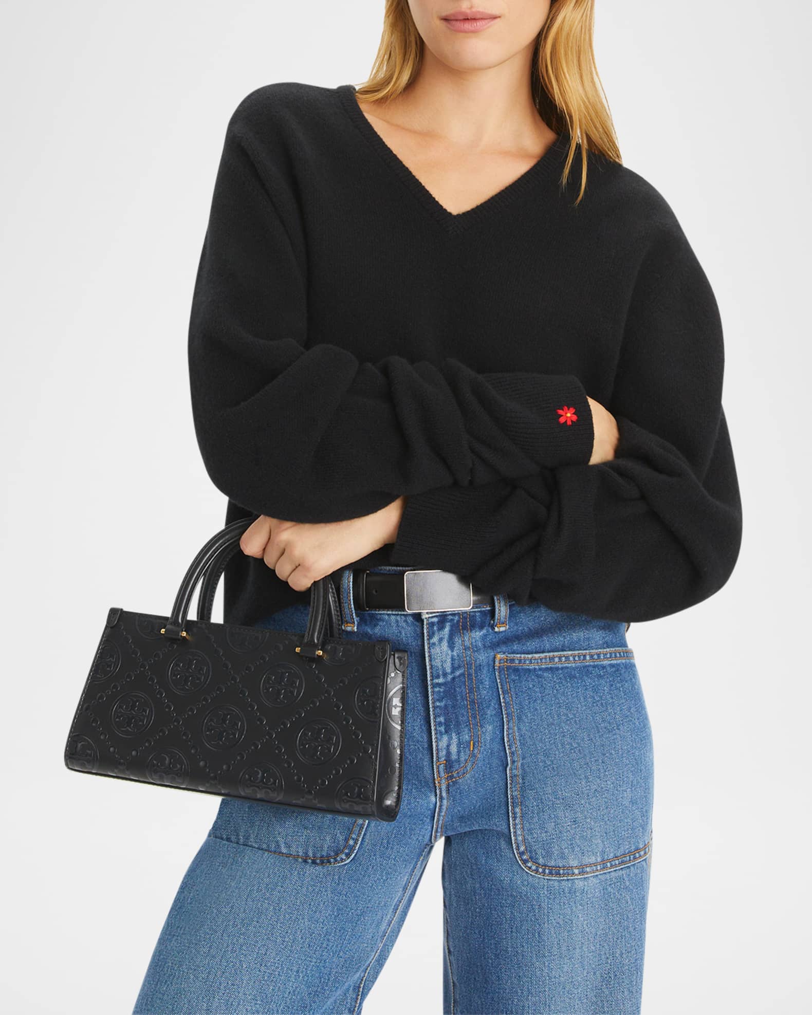 Tory Burch Small T Monogram Embossed East-West Tote Bag