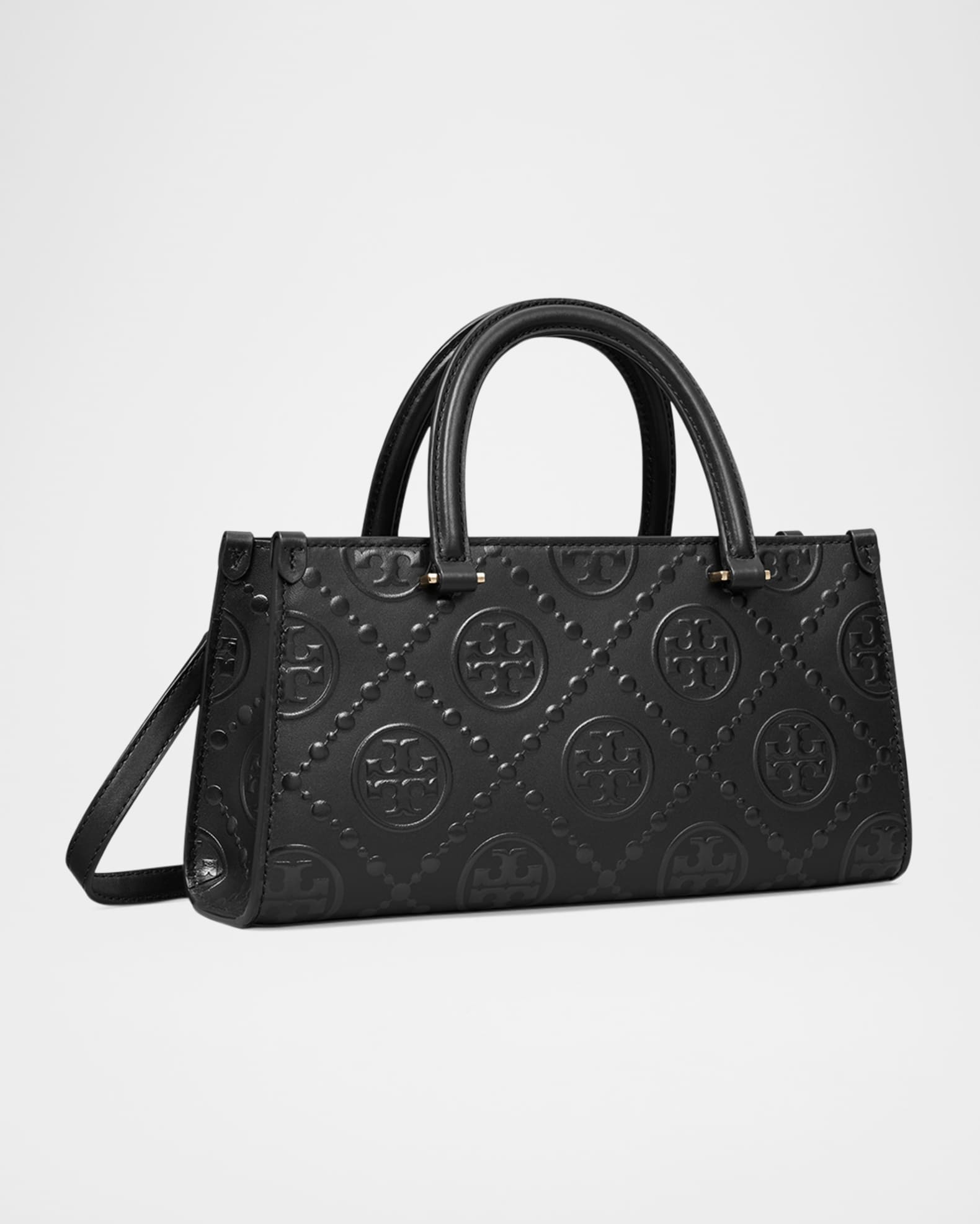Canvas Embossed Monogram Logo Mini Tote Bag ★日本未入荷 Tory Burch Small T Monogram Embossed East-West Tote Bag