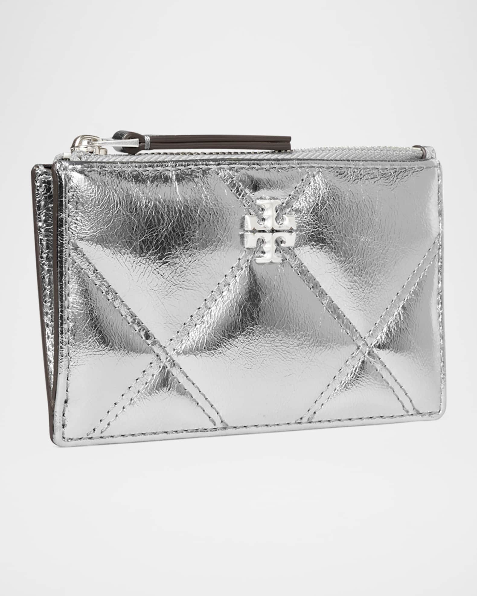 Kira Chevron Quilted Metallic Leather Card Case