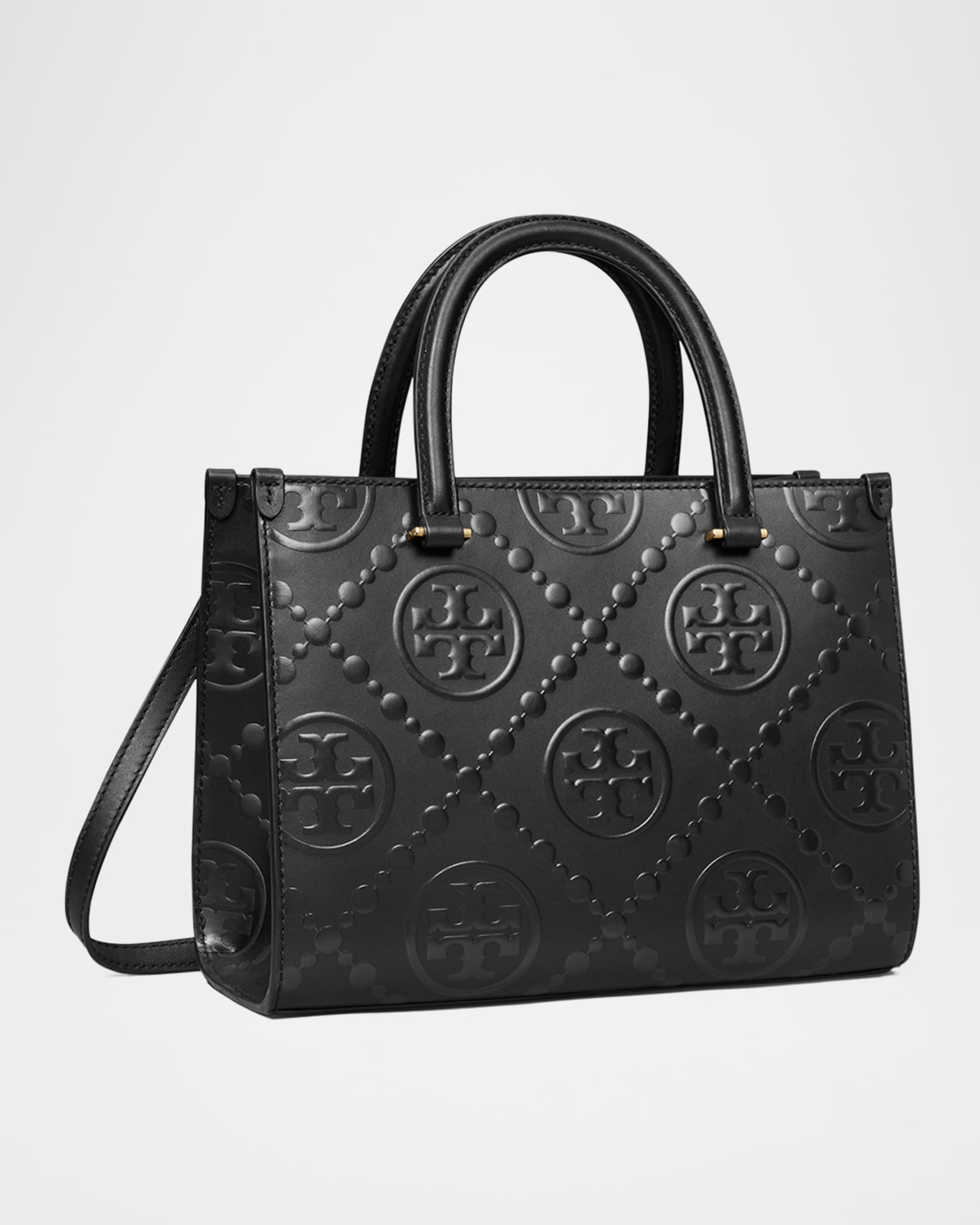 T Monogram Embossed Square Tote Bag 1