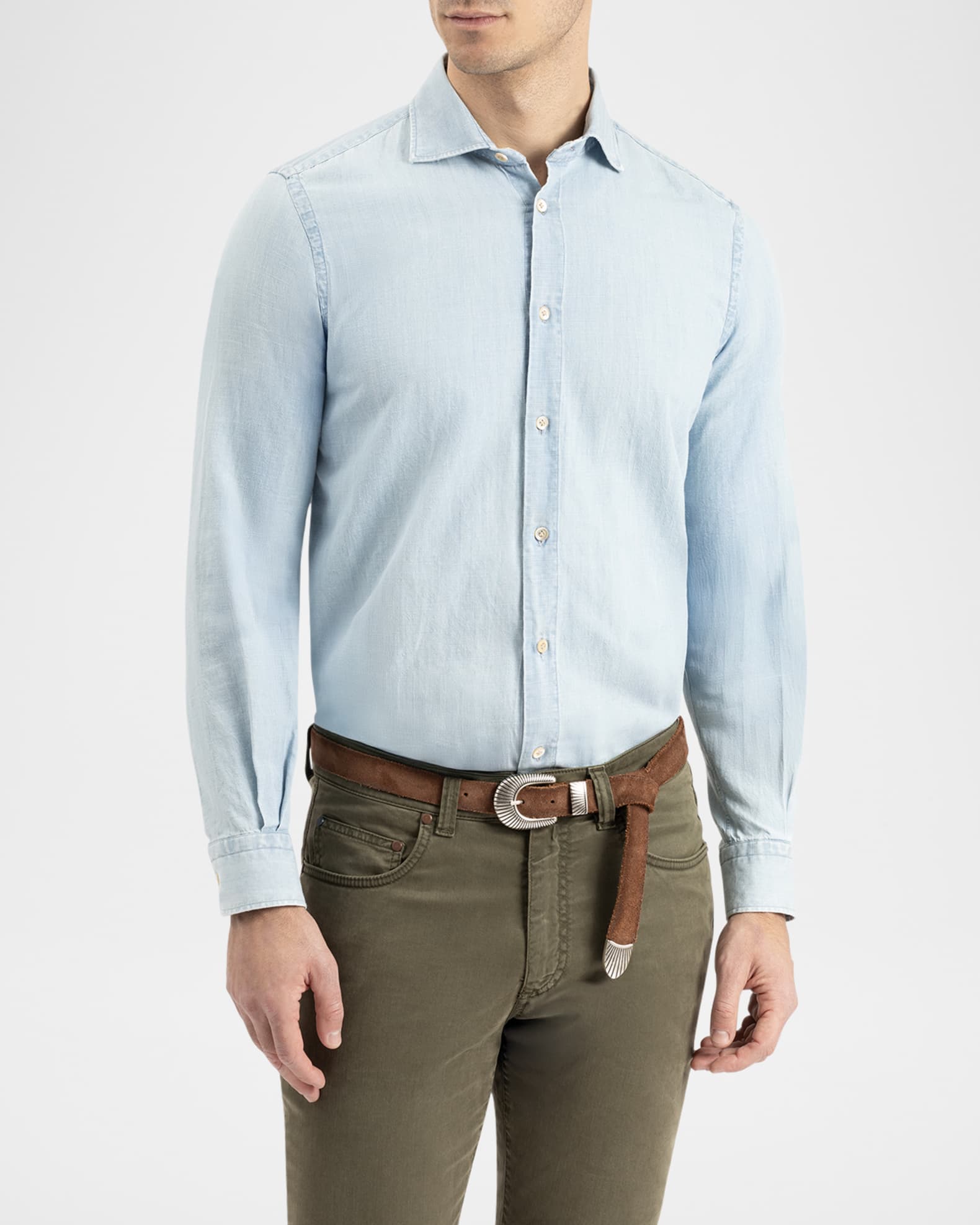Myosotis Buttoned Down Slim Denim Shirt