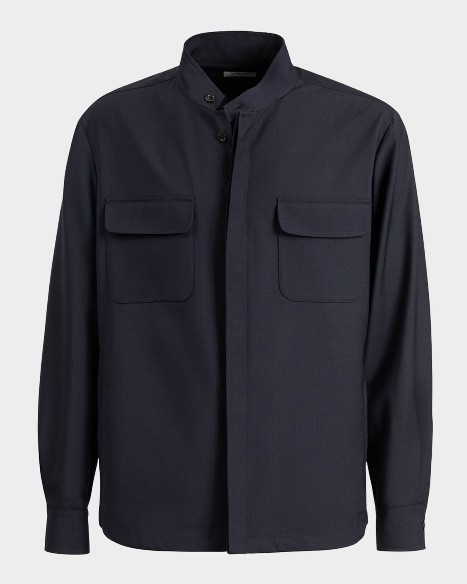 Men's Overshirt with Band Collar 0