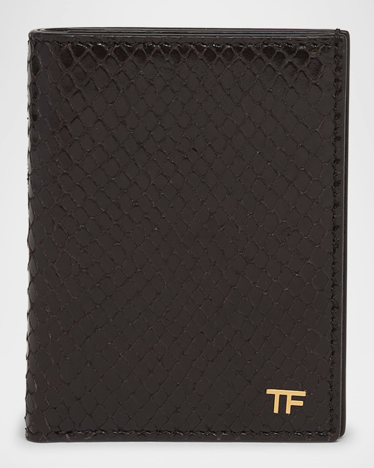 Men's T Line Python-Effect Leather Bifold Card Holder 0