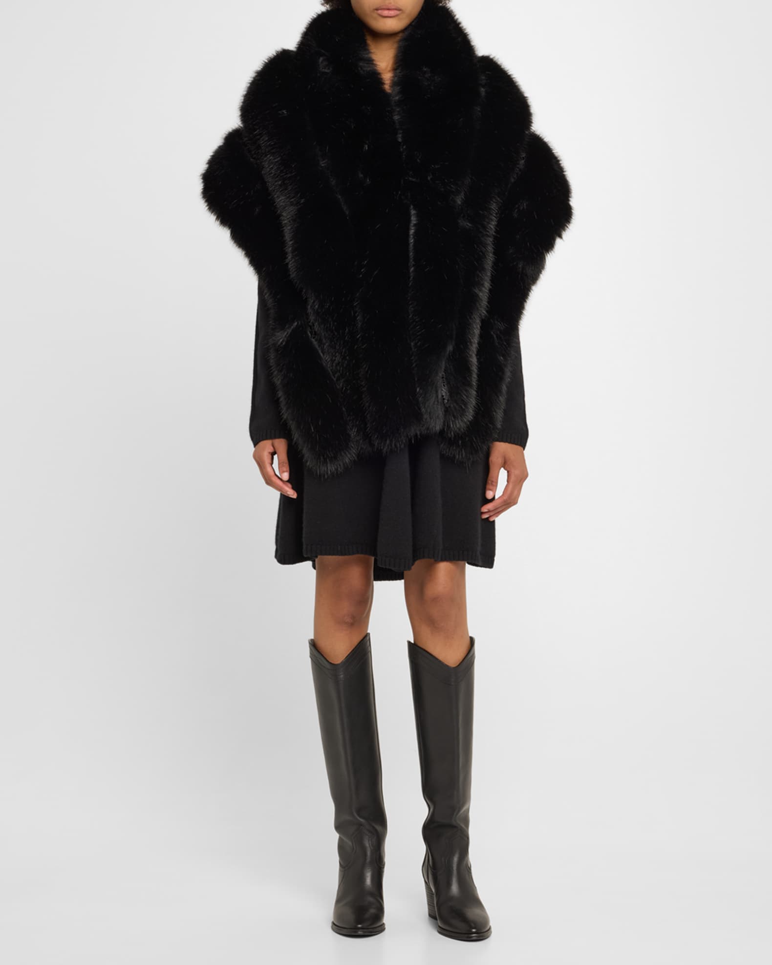 Faux Fur Lace-Lined Cape  1