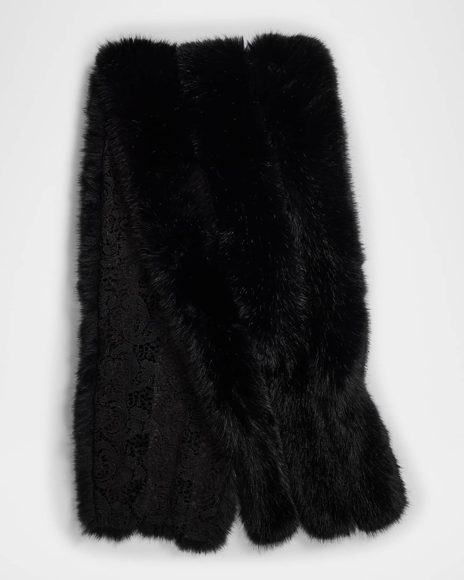Faux Fur Lace-Lined Cape  0