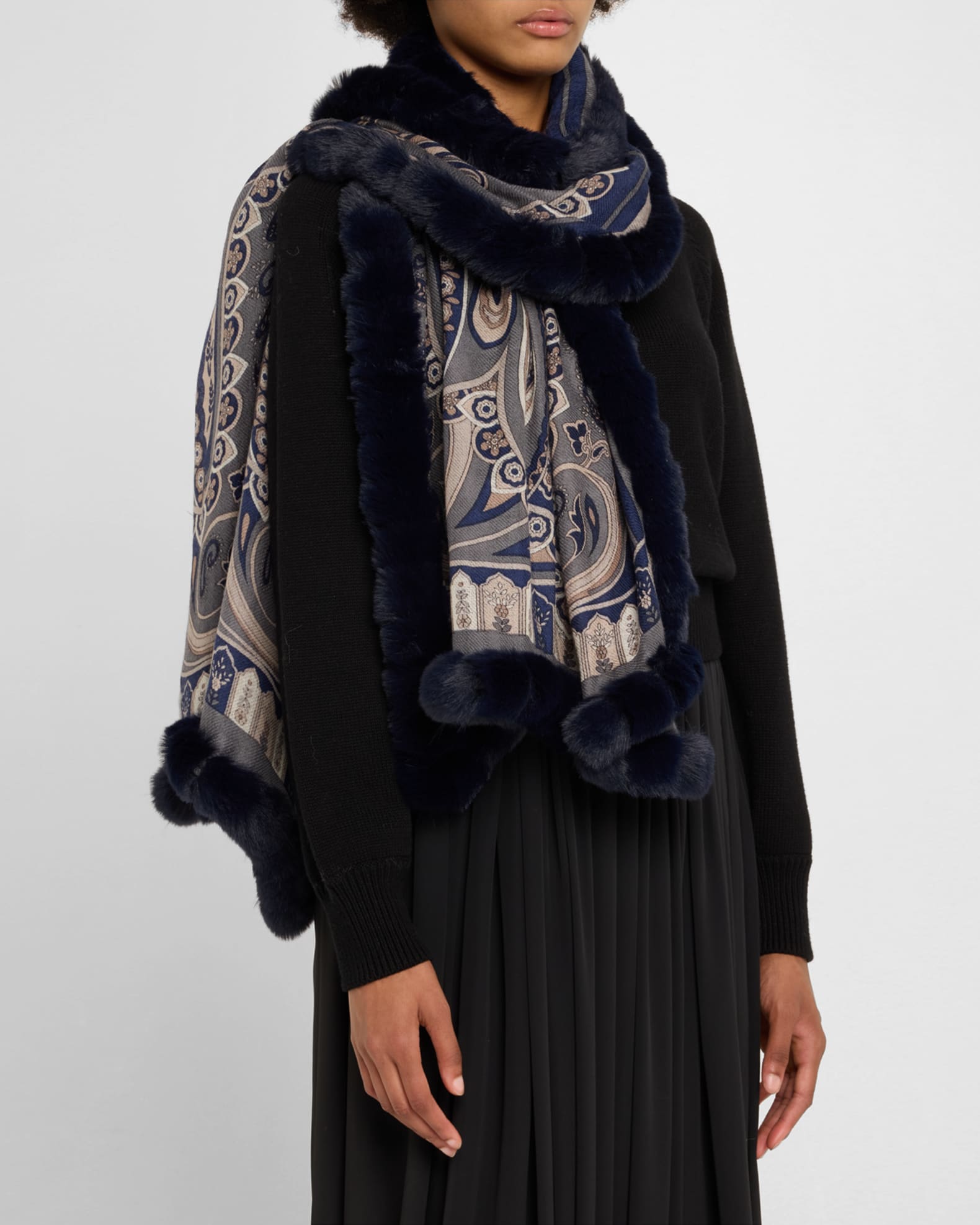 Mystical Gaia Paisley Wrap Jacket Navy Blue