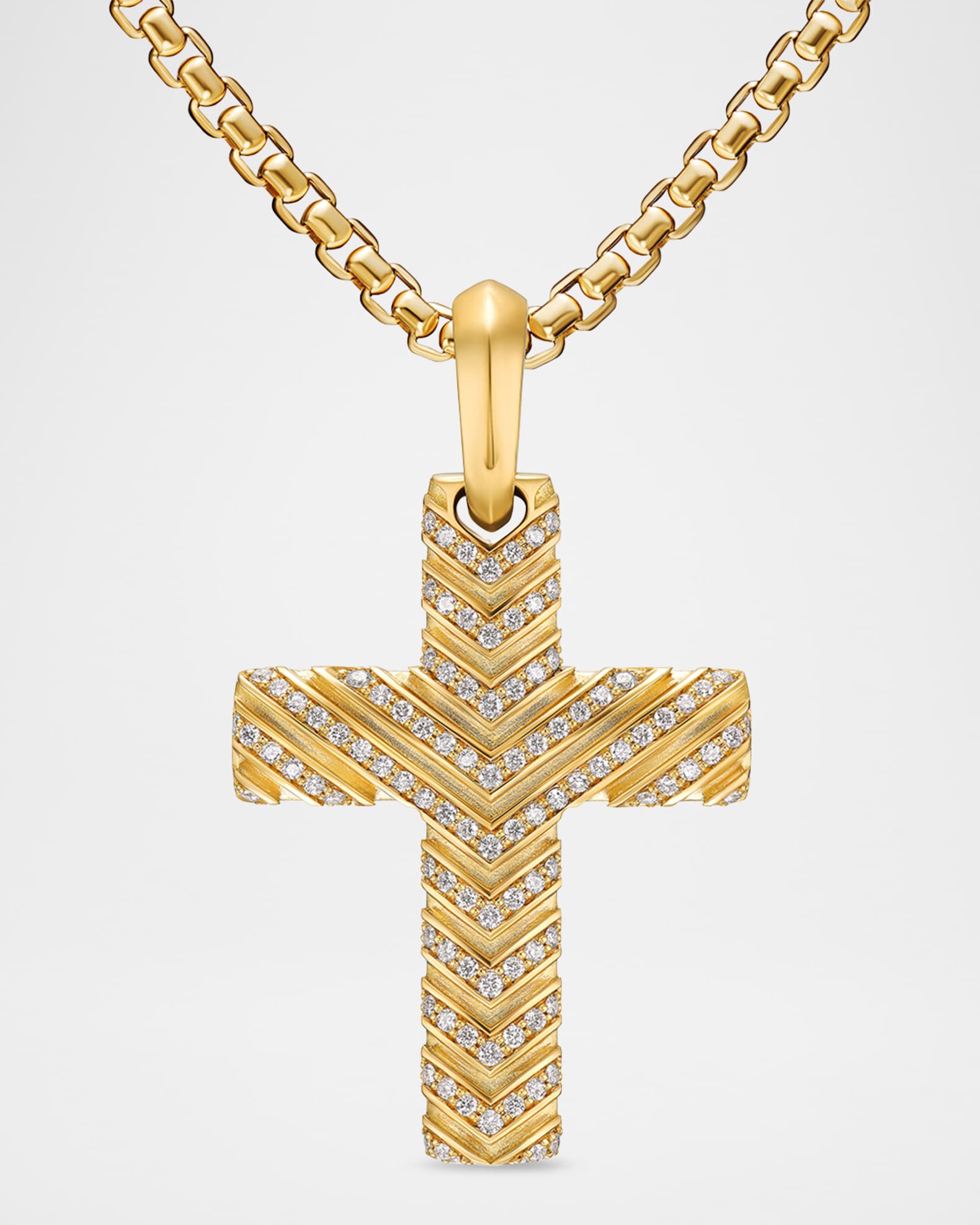 Men's Chevron Cross Enhancer in 18K Gold with Diamonds, 36mm 0
