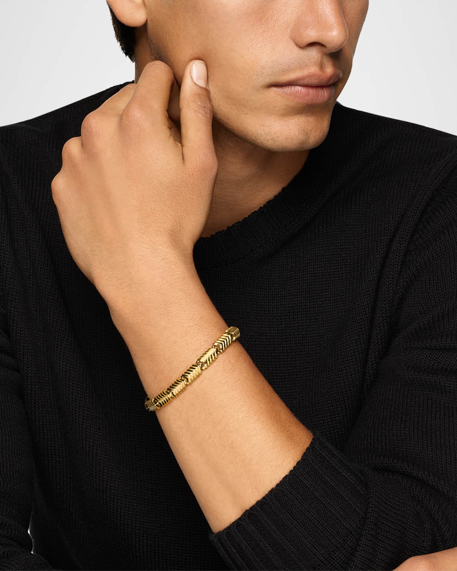 Men's Chevron Link Bracelet in 18K Gold, 7.6mm 1