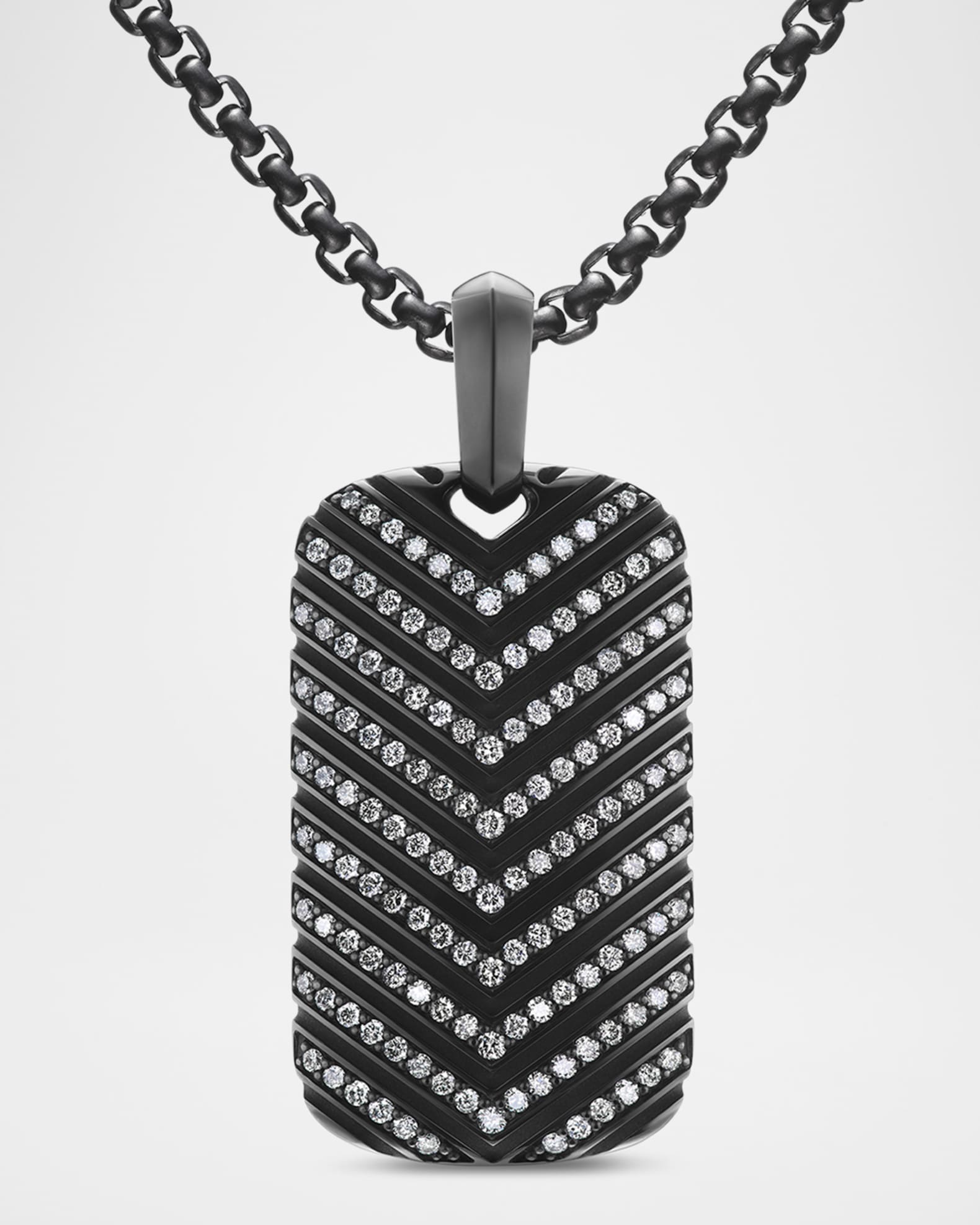 Men's Chevron Tag Enhancer in Titanium with Diamonds, 34mm 0