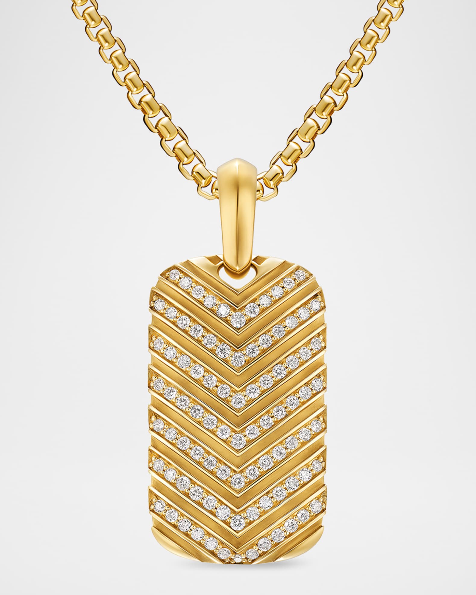 Men's Chevron Tag Enhancer in 18K Gold with Diamonds, 27mm 0