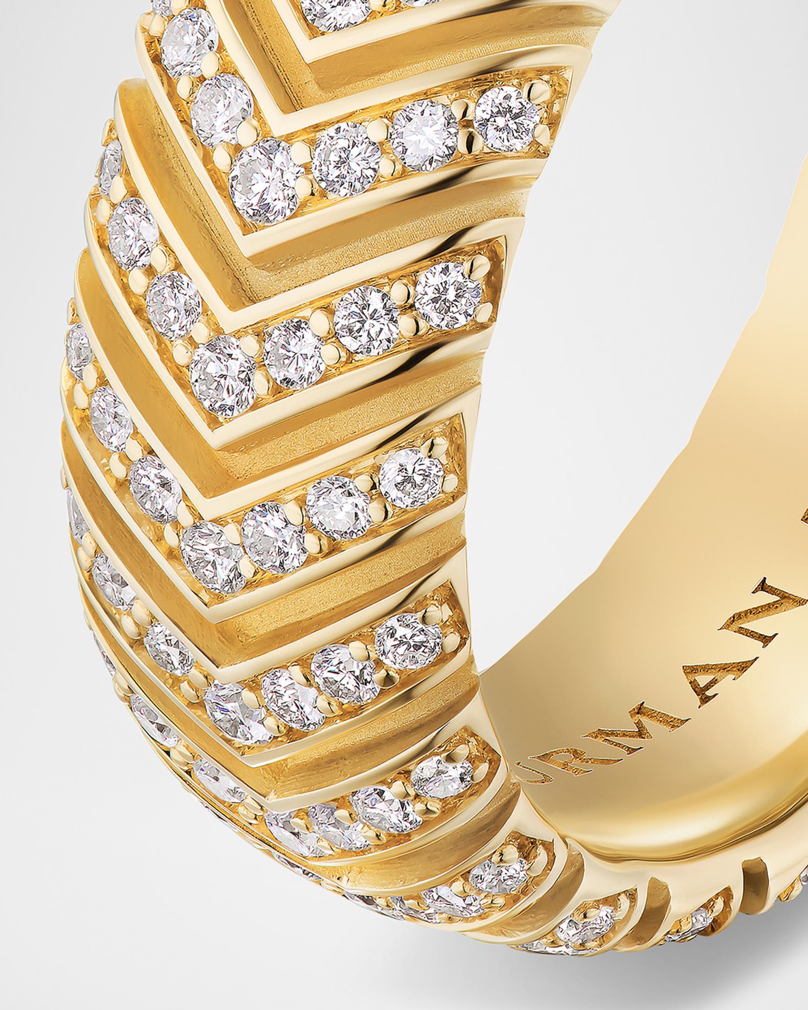 David Yurman Men's Chevron Band Ring in 18K Gold with Diamonds, 8mm ...