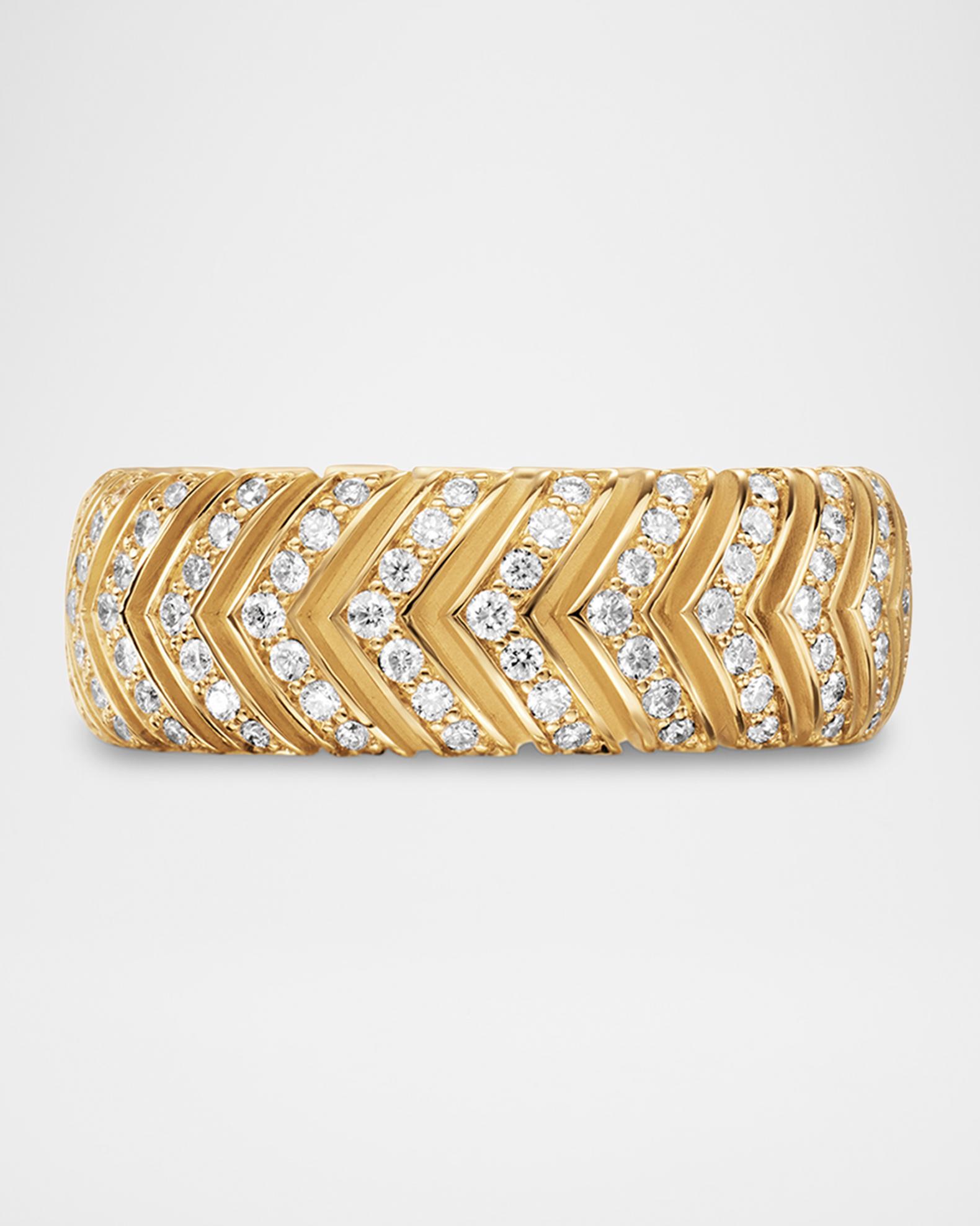 David Yurman Men's Chevron Band Ring in 18K Gold with Diamonds, 8mm ...
