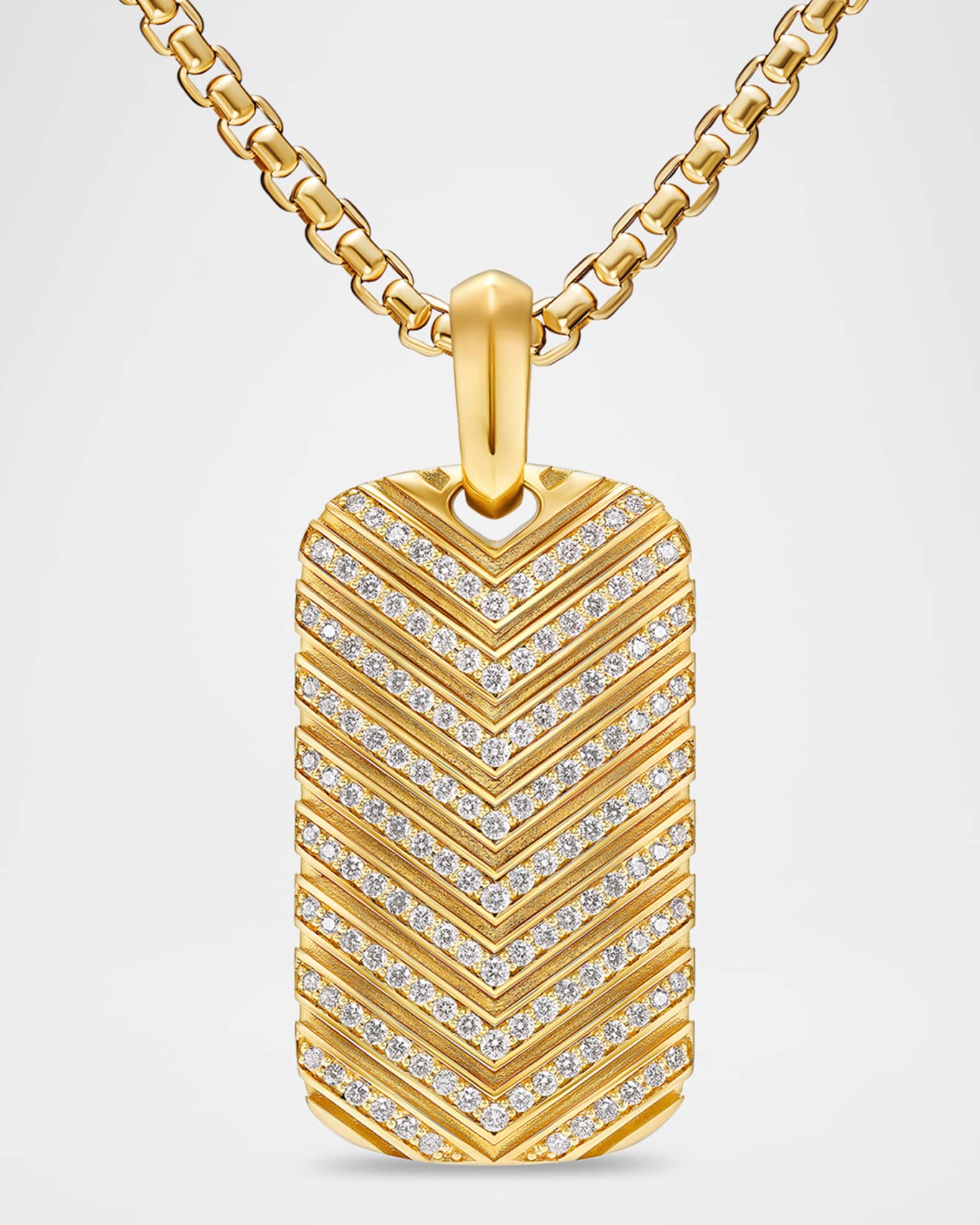 Men's Chevron Tag Enhancer in 18K Gold with Diamonds, 34mm 0