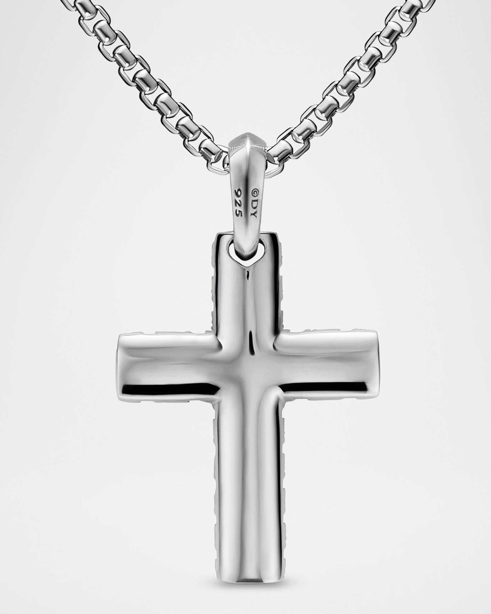 David Yurman Men's Chevron Cross Enhancer in Silver with Diamonds, 36mm ...