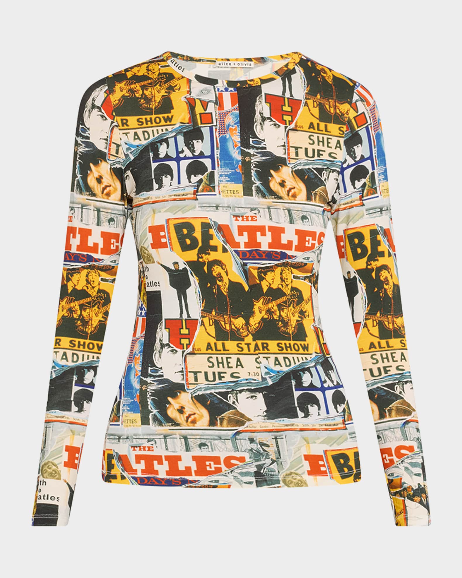 x The Beatles Delaina Long-Sleeve Crewneck Top 0