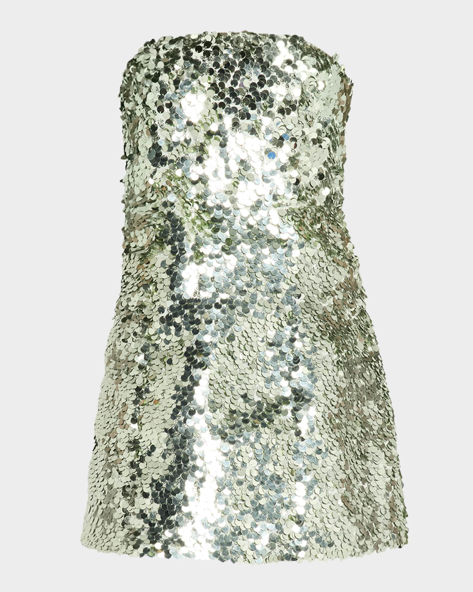 Velia Sequined Strapless Mini Dress 0