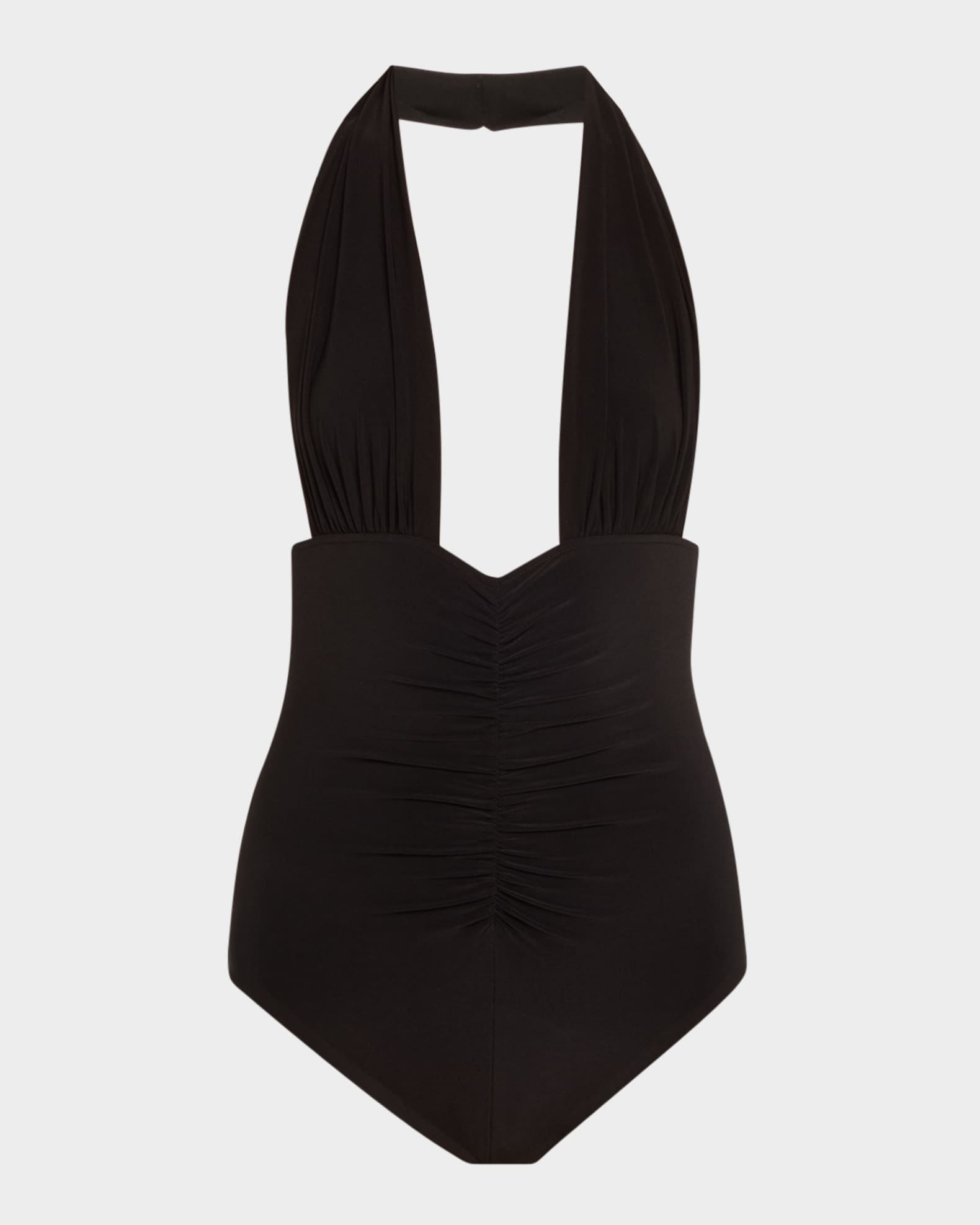 Halter Shirred One-Piece Swimsuit 0