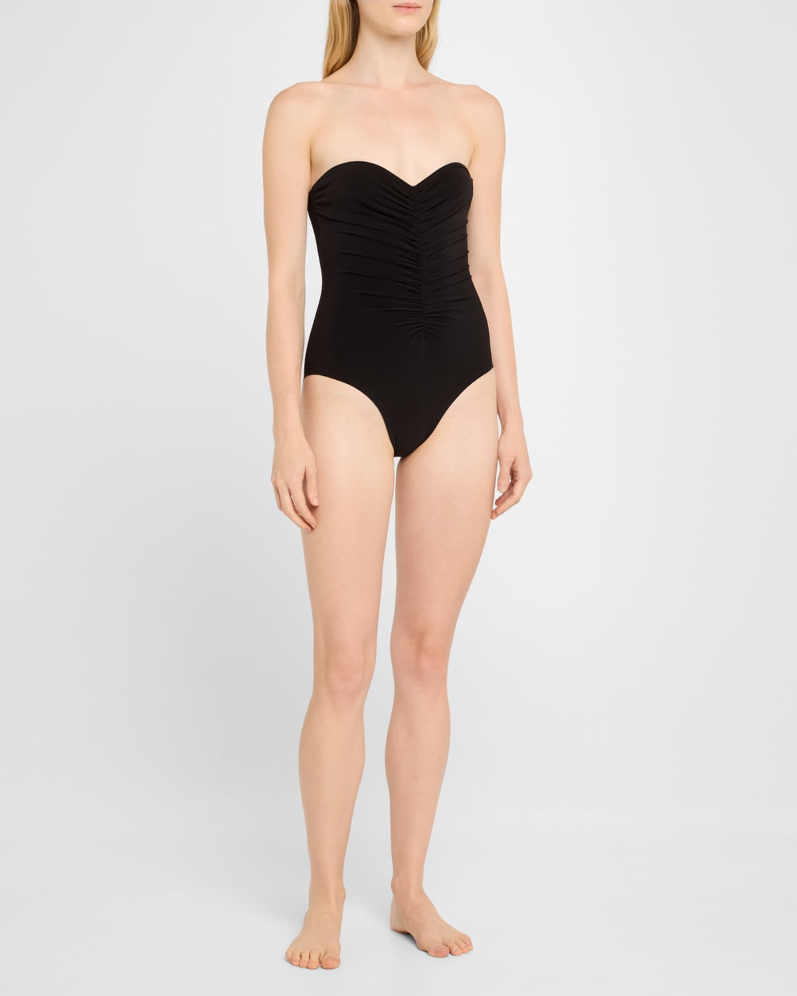 Strapless Shirred One-Piece Swimsuit 1