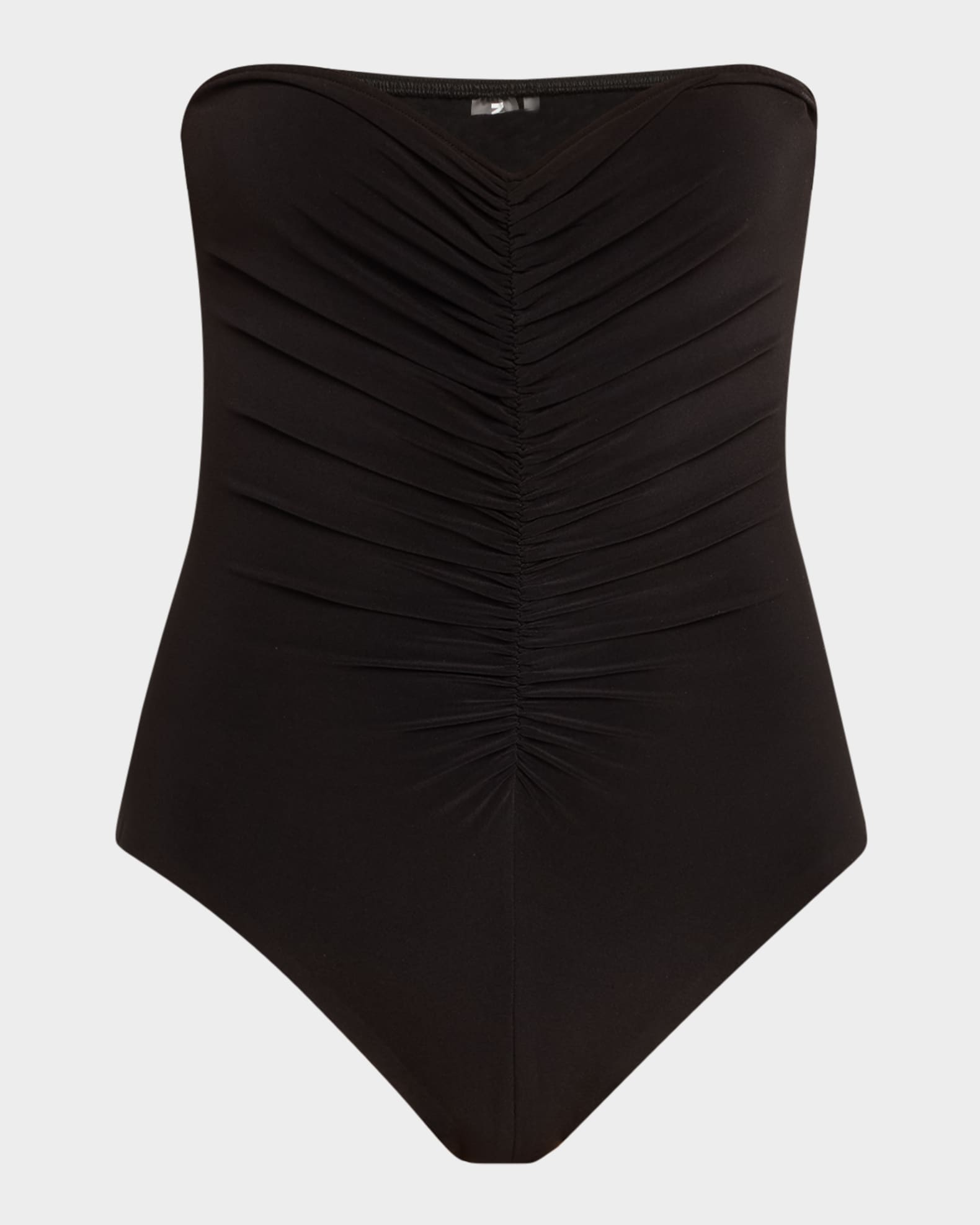 Strapless Shirred One-Piece Swimsuit 0