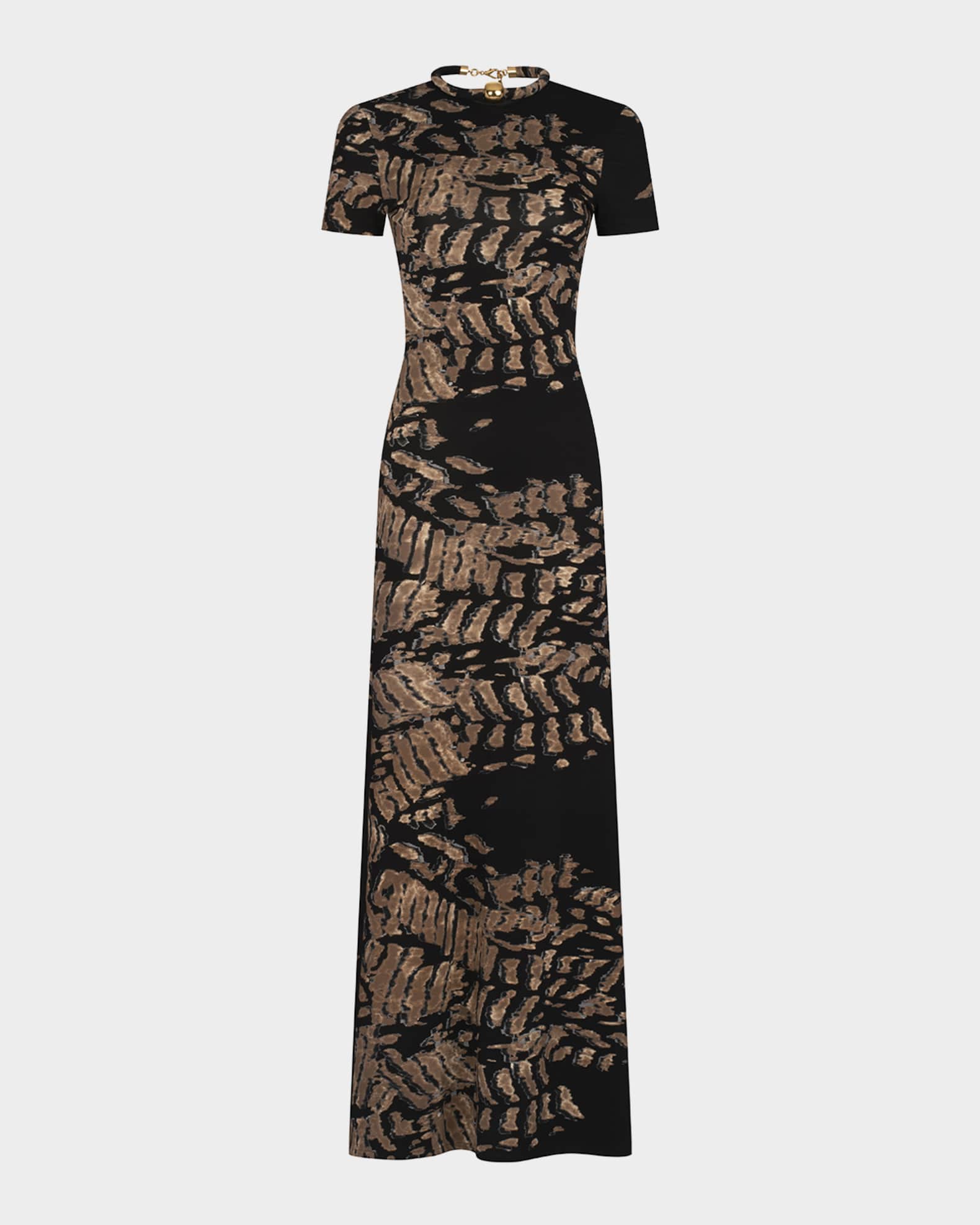 Yara Tubular-Neck Short-Sleeve Maxi Dress 0