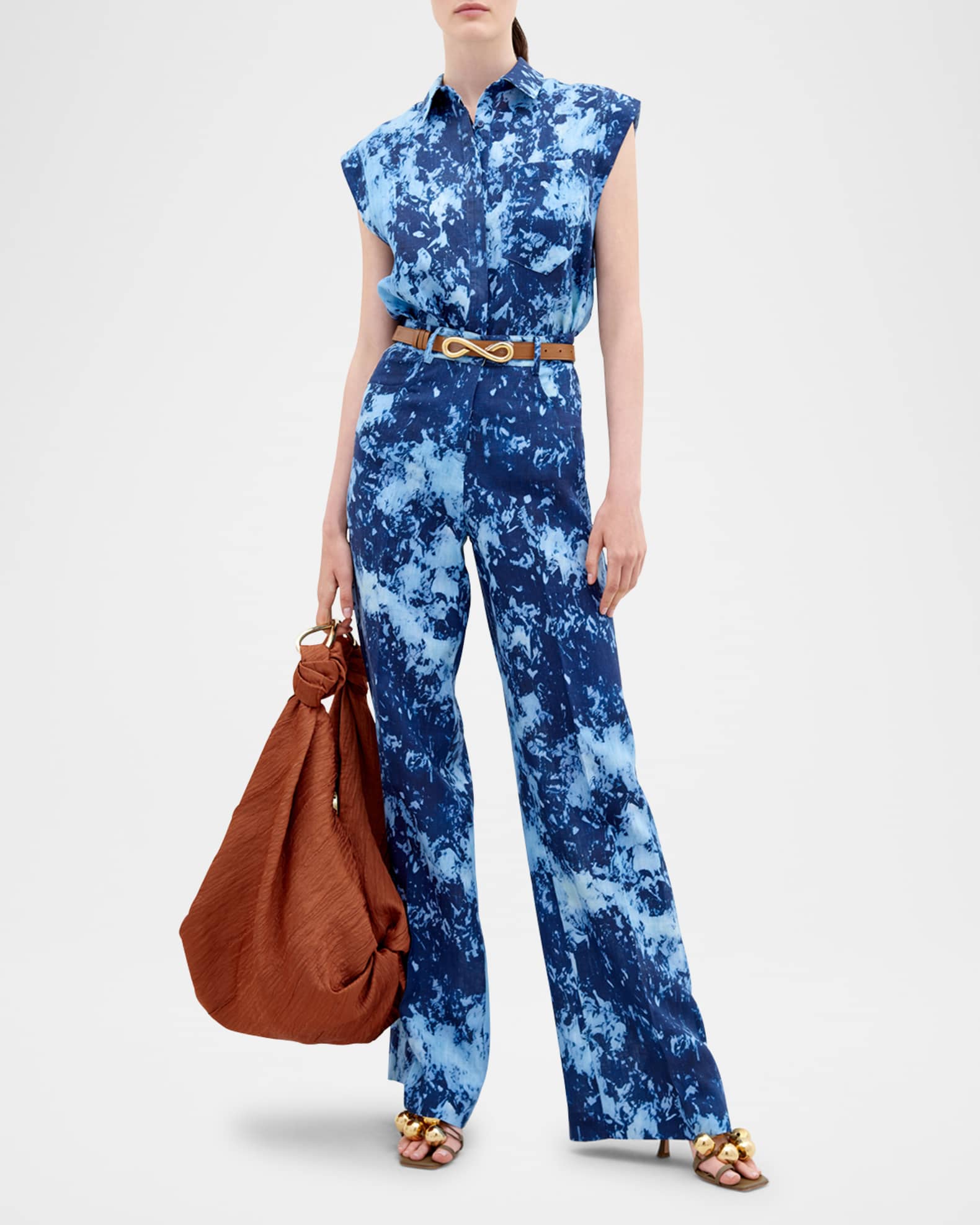 Rina Tie-Dye Linen Button-Down Blouse 1