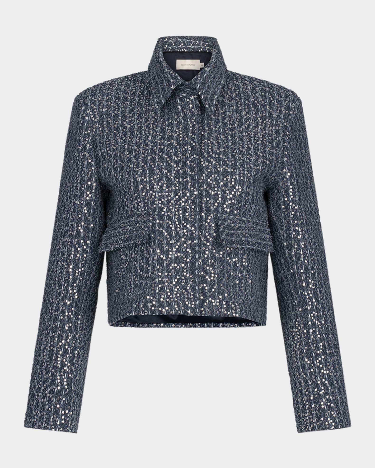 Perla Sequined Crop Jacket 0