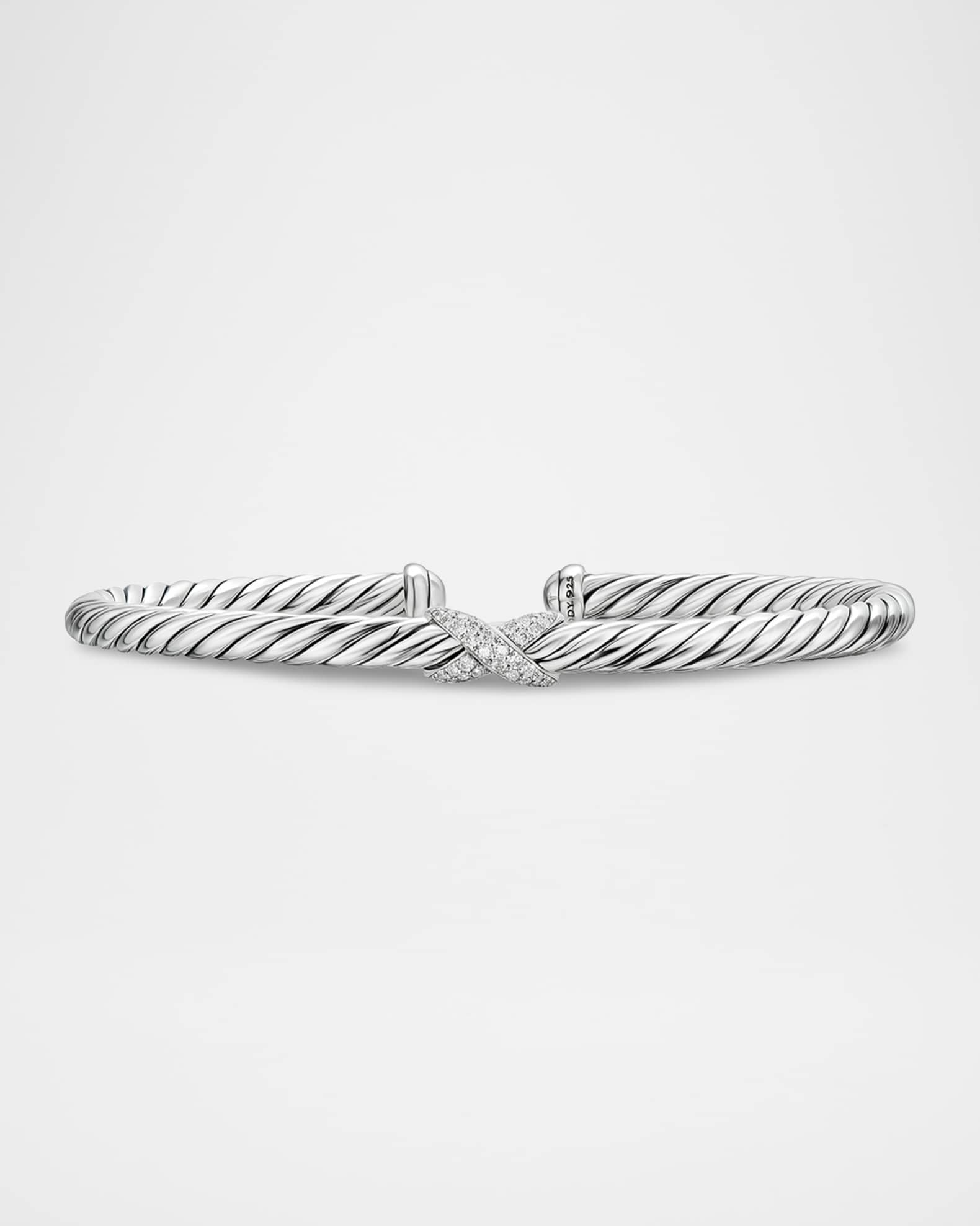 Cable Flex Center Station X Bracelet with Diamonds in Silver, 4mm 0