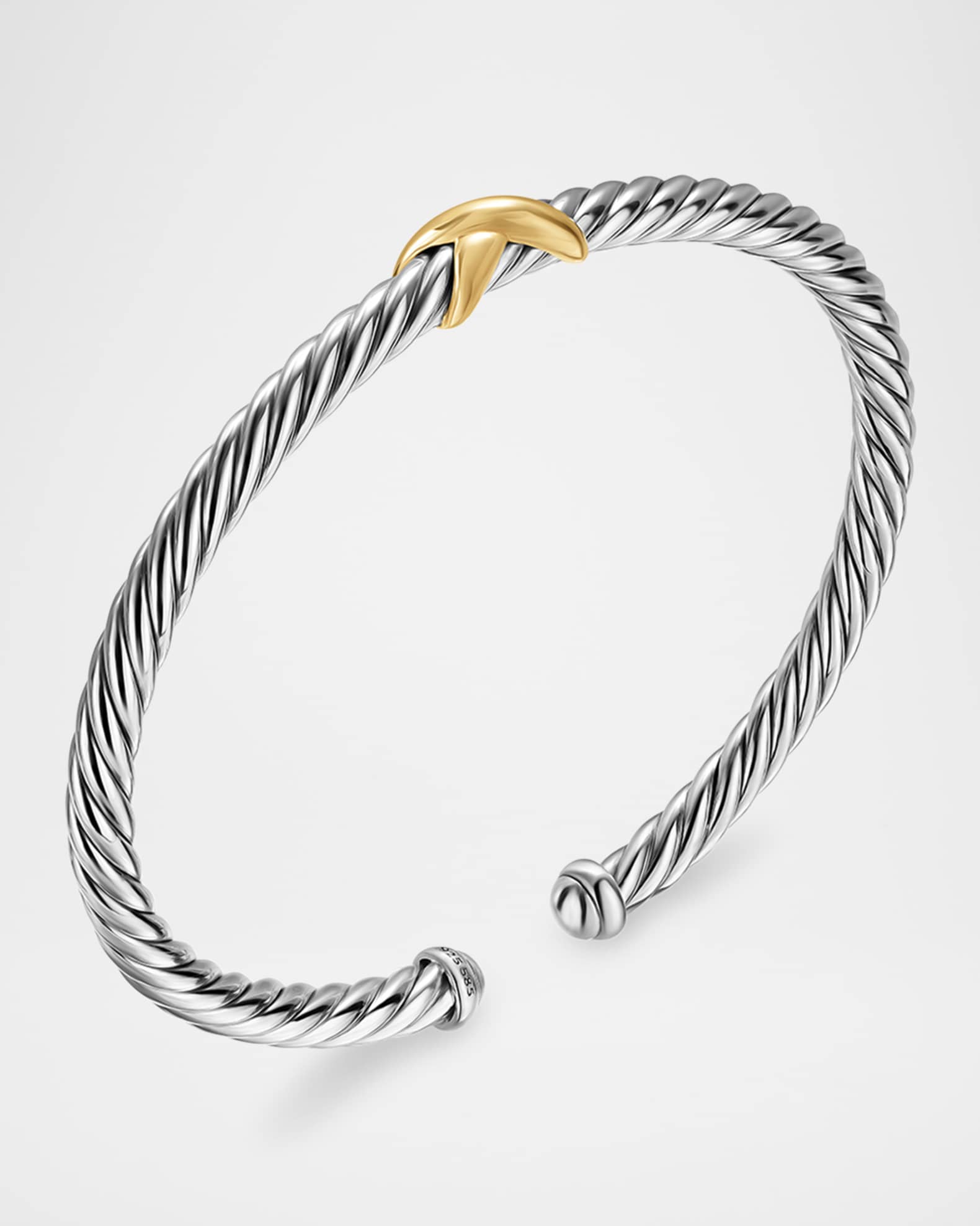 Cable Flex Center Station X Bracelet in Silver and 14K Gold, 4mm 1