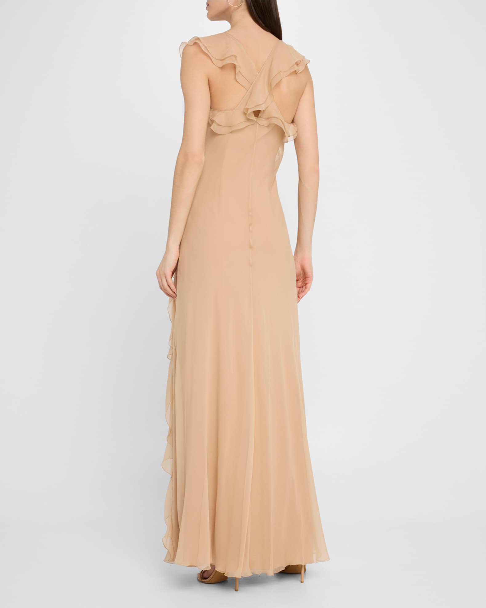 Alberta Ferretti Organic Chiffon Dress Neiman Marcus