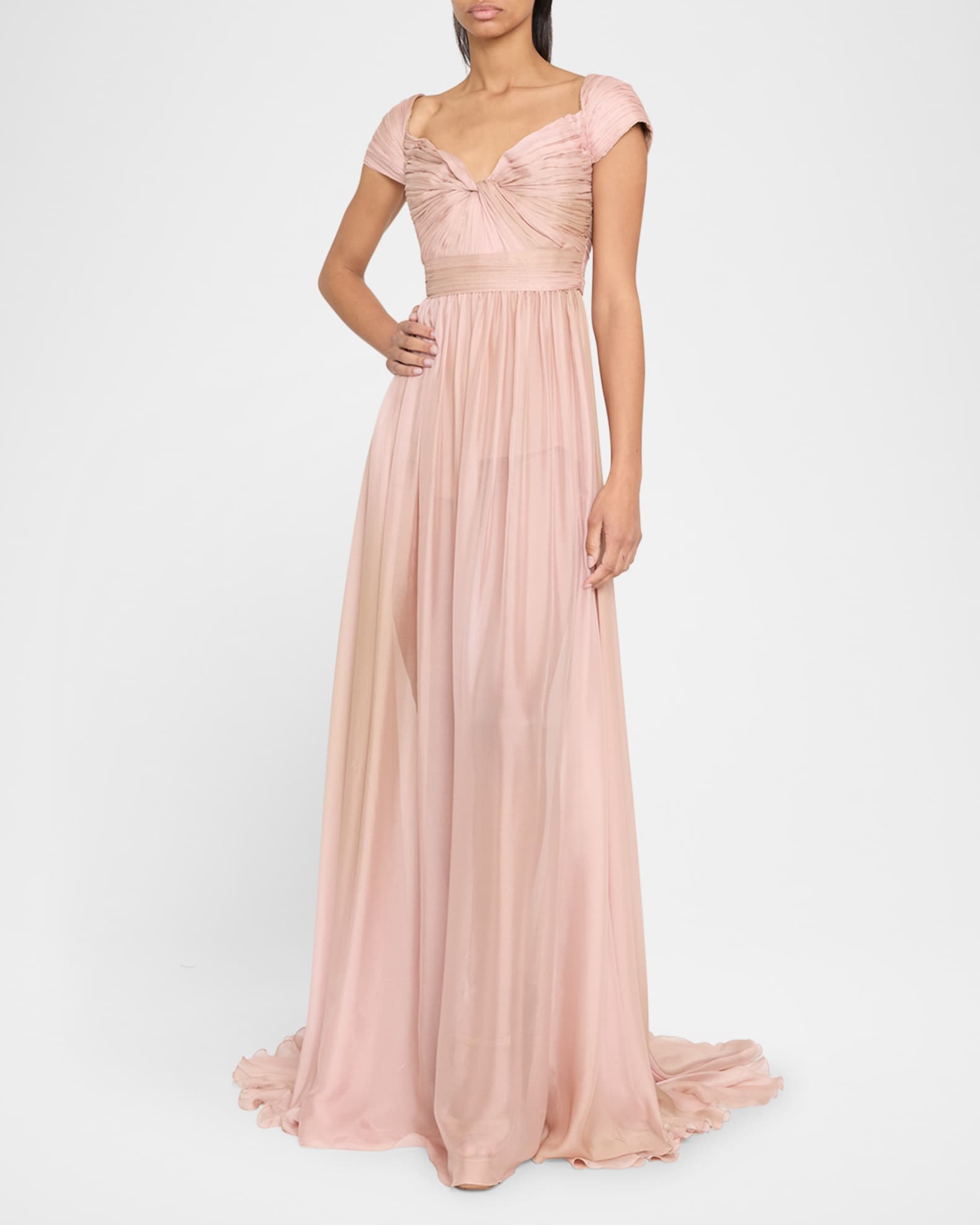 Twisted Pleated Chiffon Gown 1