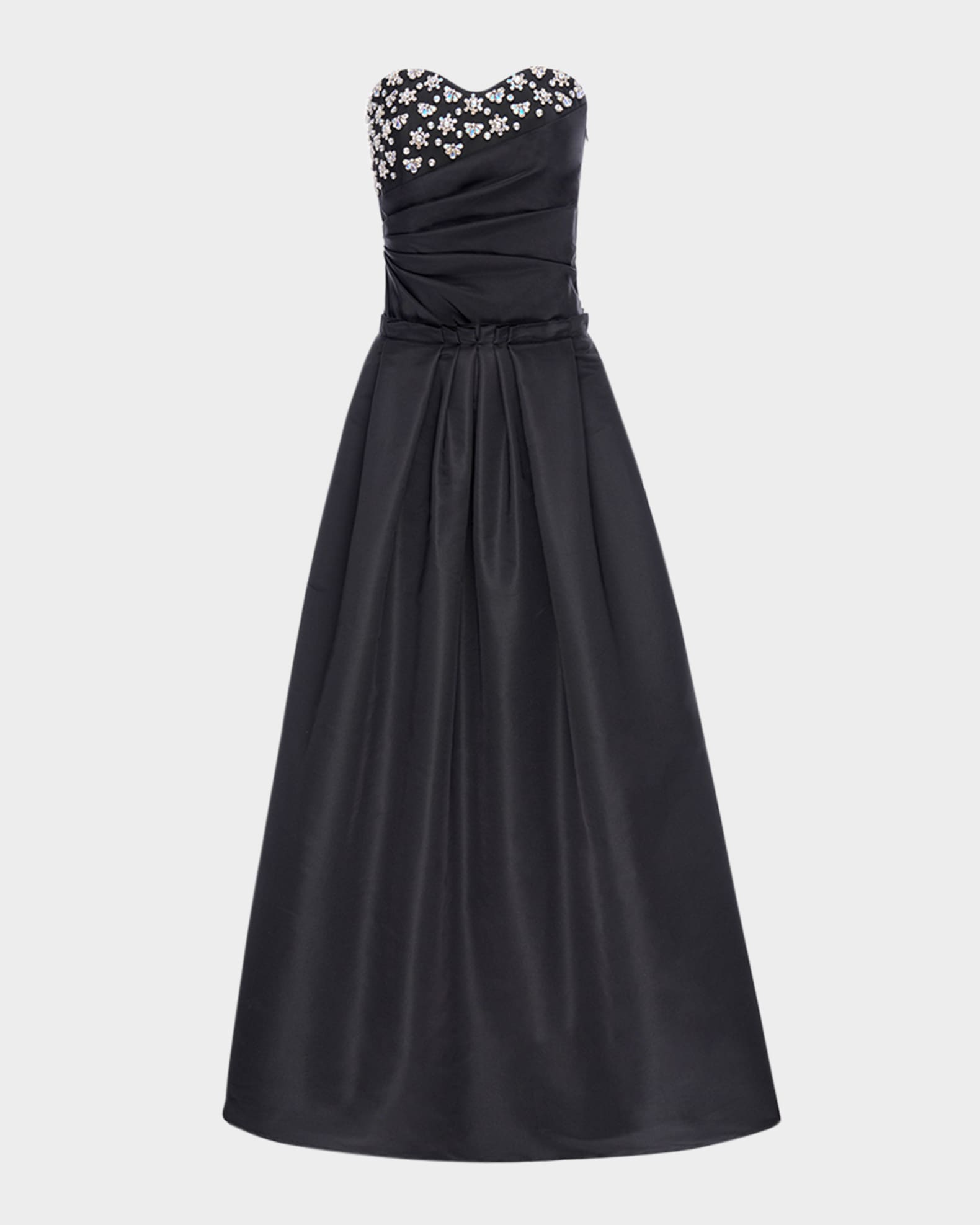 Gwyneth Crystal Draped Strapless Fit-and-Flare Gown 0